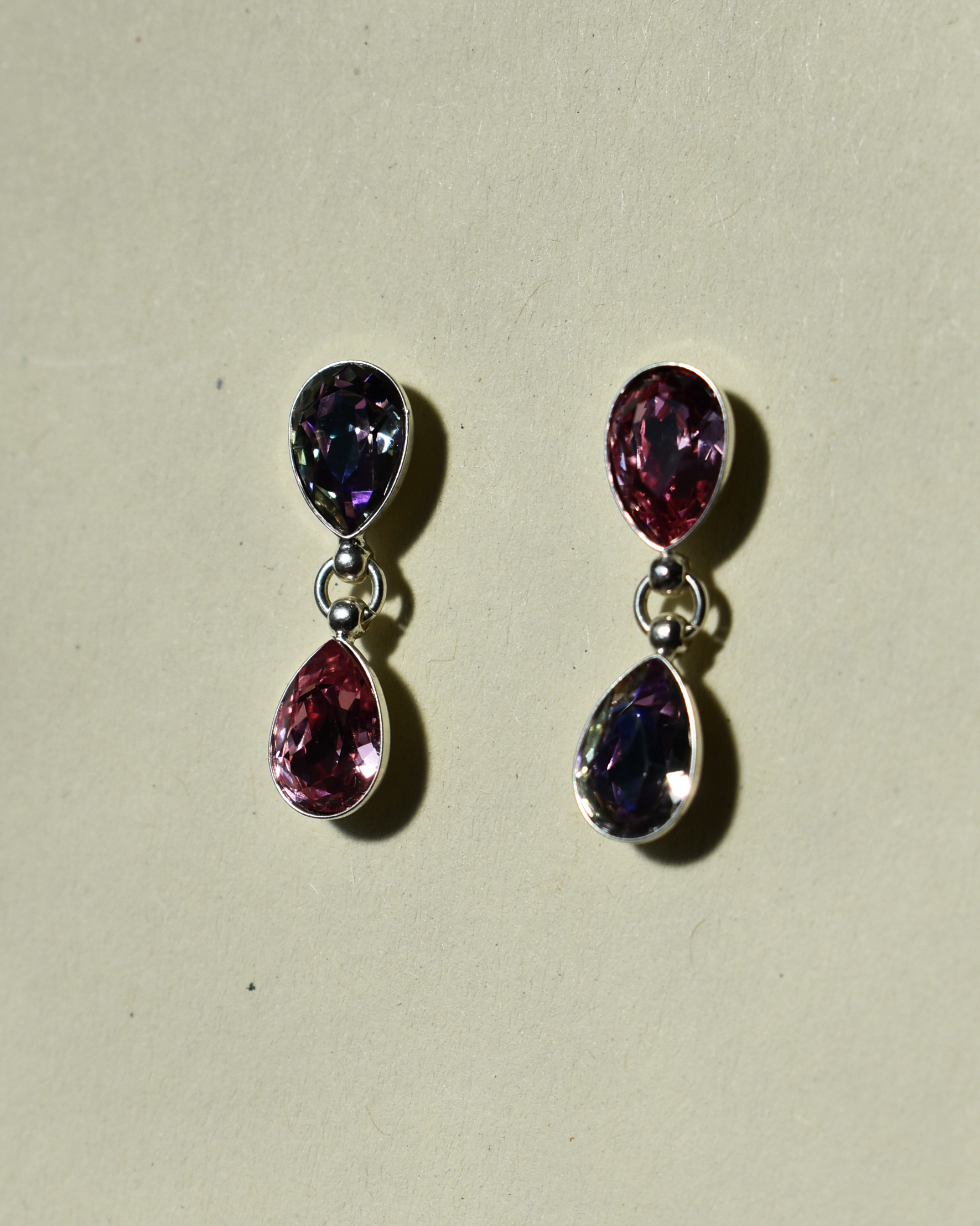 'Rose Pink & Lilac' Crystal Earrings
