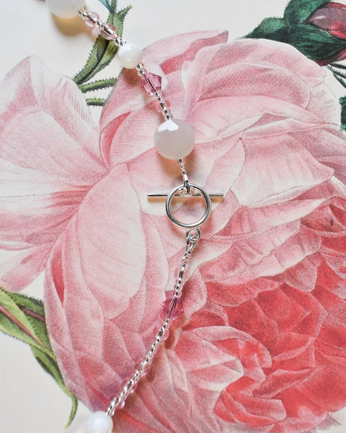 'Rose Quartz Bloom' Bead Necklace