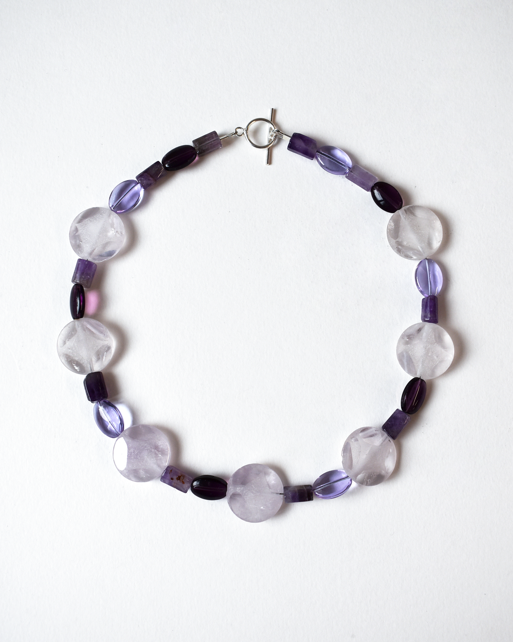 Carved Amethyst Crystal Bead Necklace