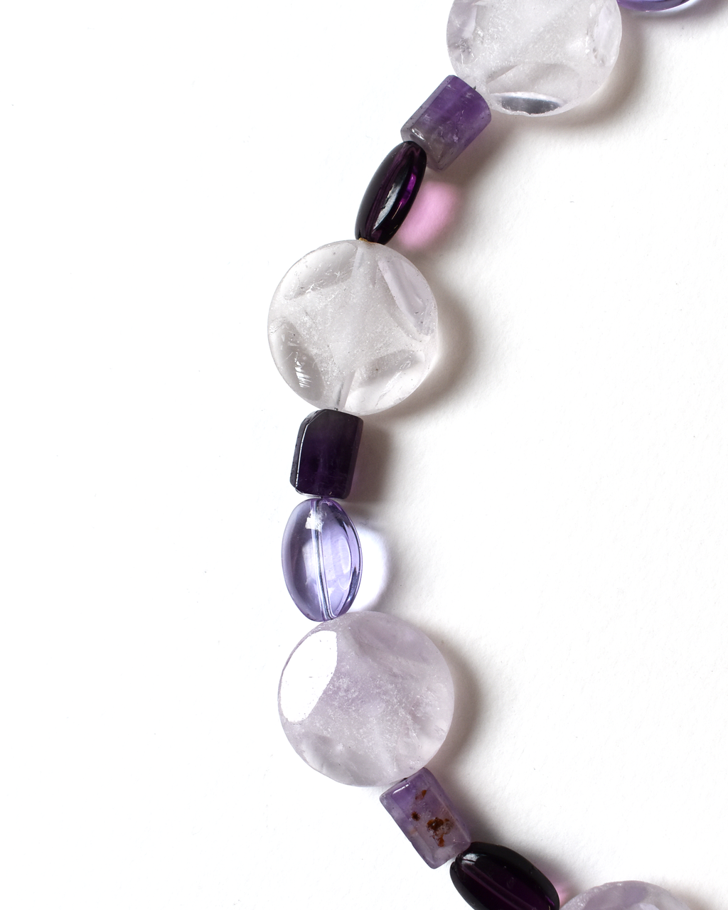 Carved Amethyst Crystal Bead Necklace