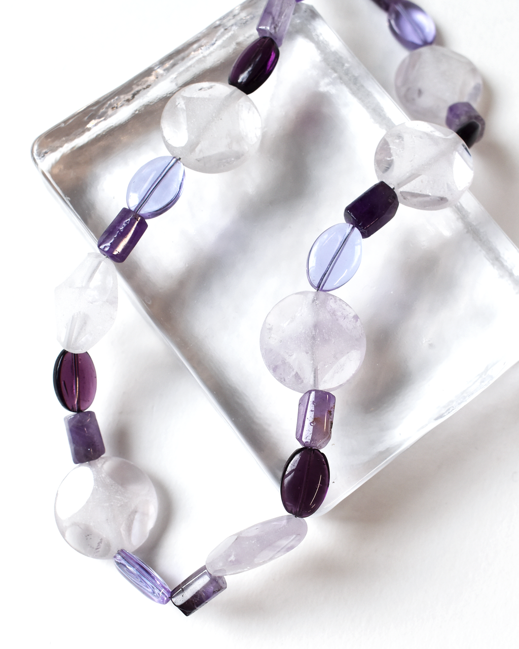 Carved Amethyst Crystal Bead Necklace