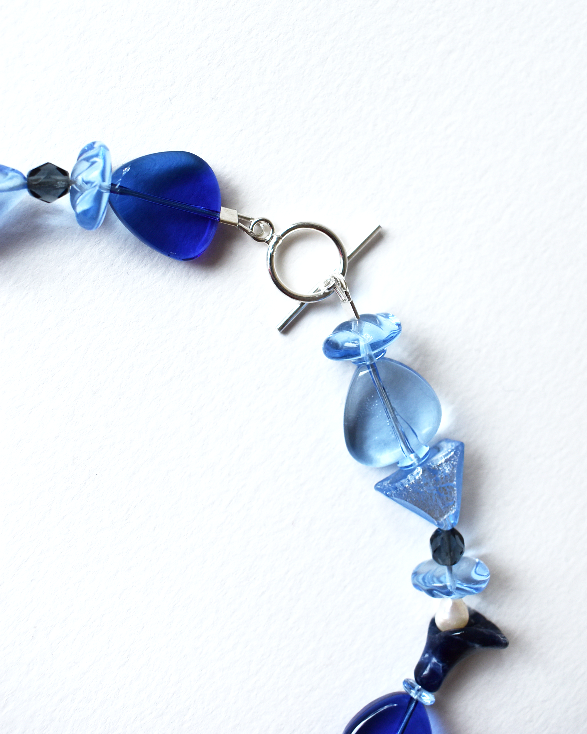Blue Venetian Beaded Trumpet Flower Necklace