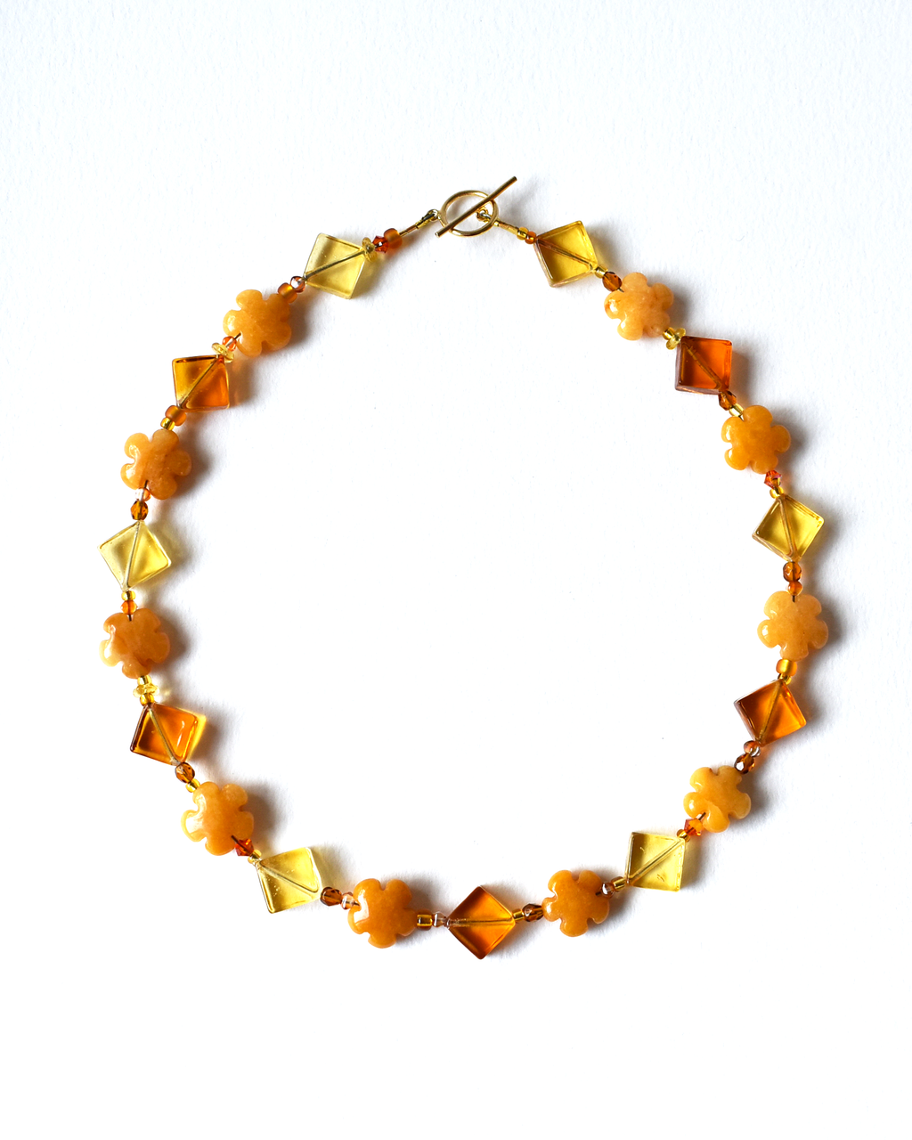 Venetian Glass & Topaz Jade Flower Necklace
