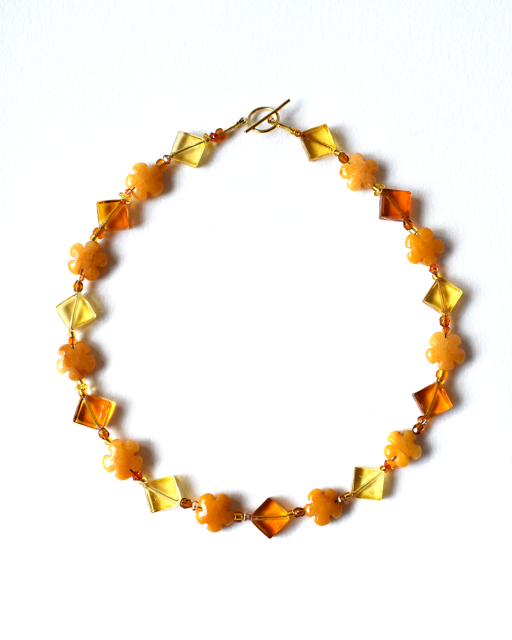 Venetian Glass & Topaz Jade Flower Necklace