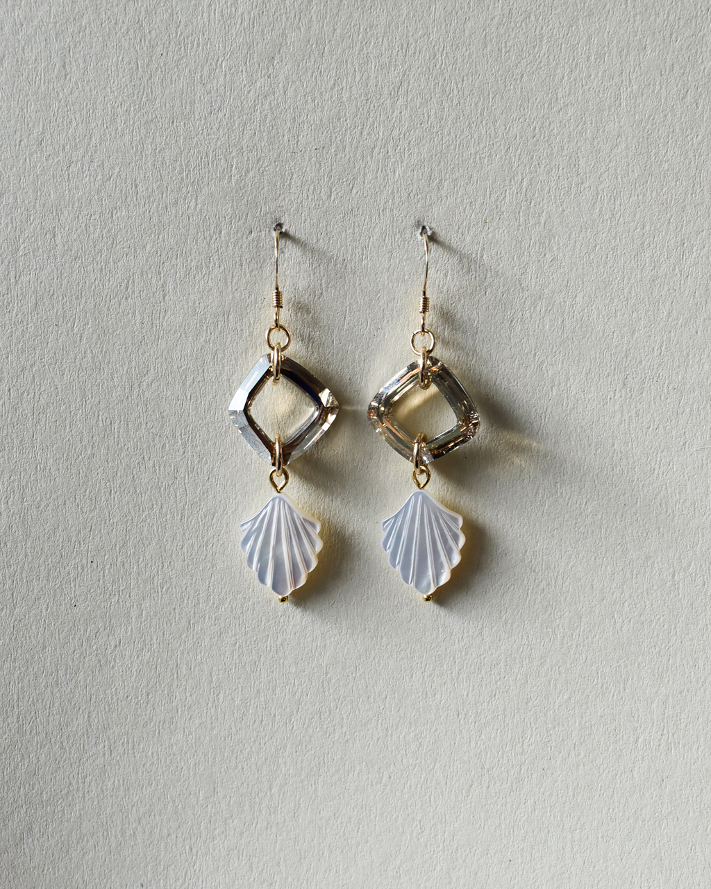 'Gilded Pearl' Seashell Crystal Drop Earrings