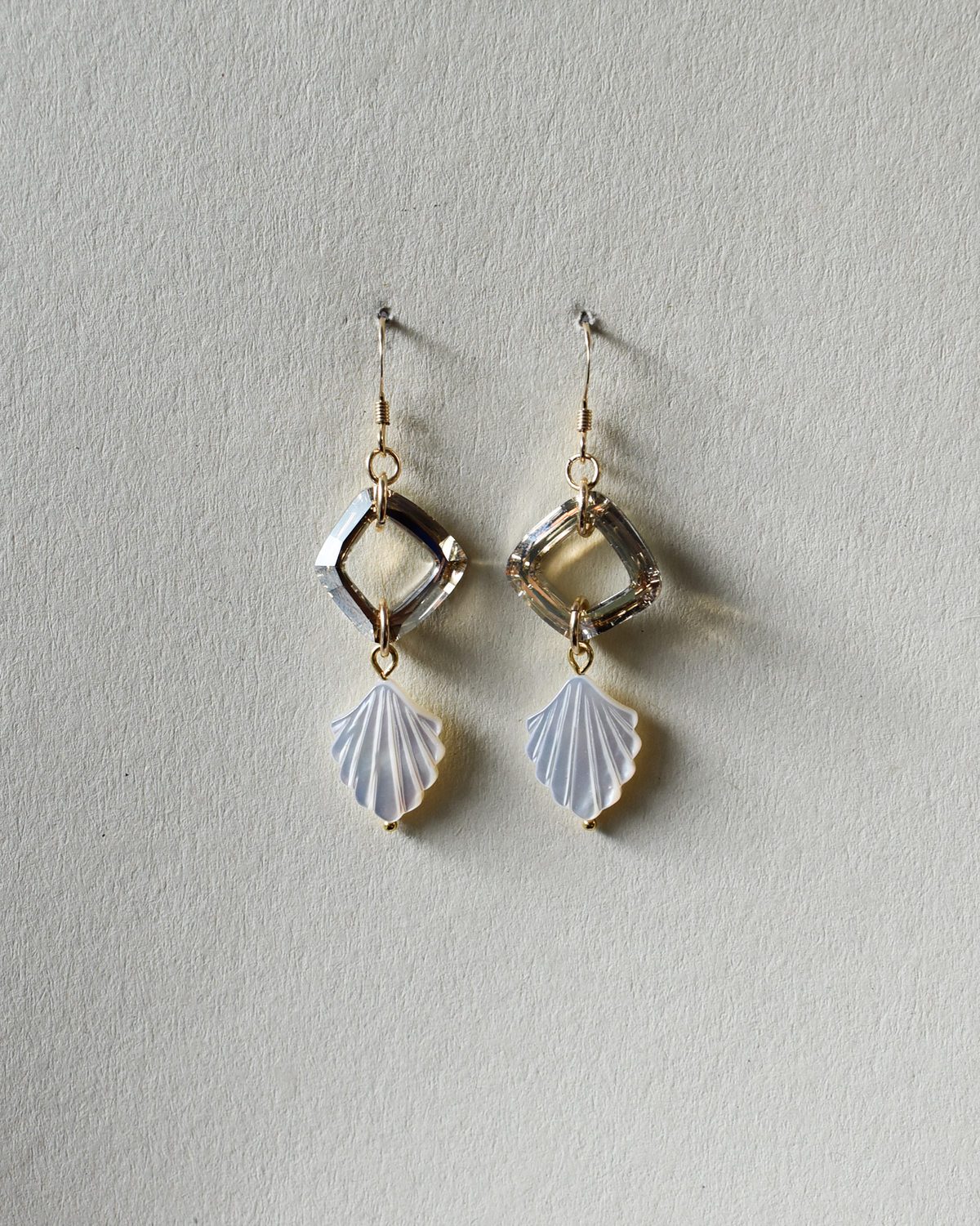 'Gilded Pearl' Seashell Crystal Drop Earrings