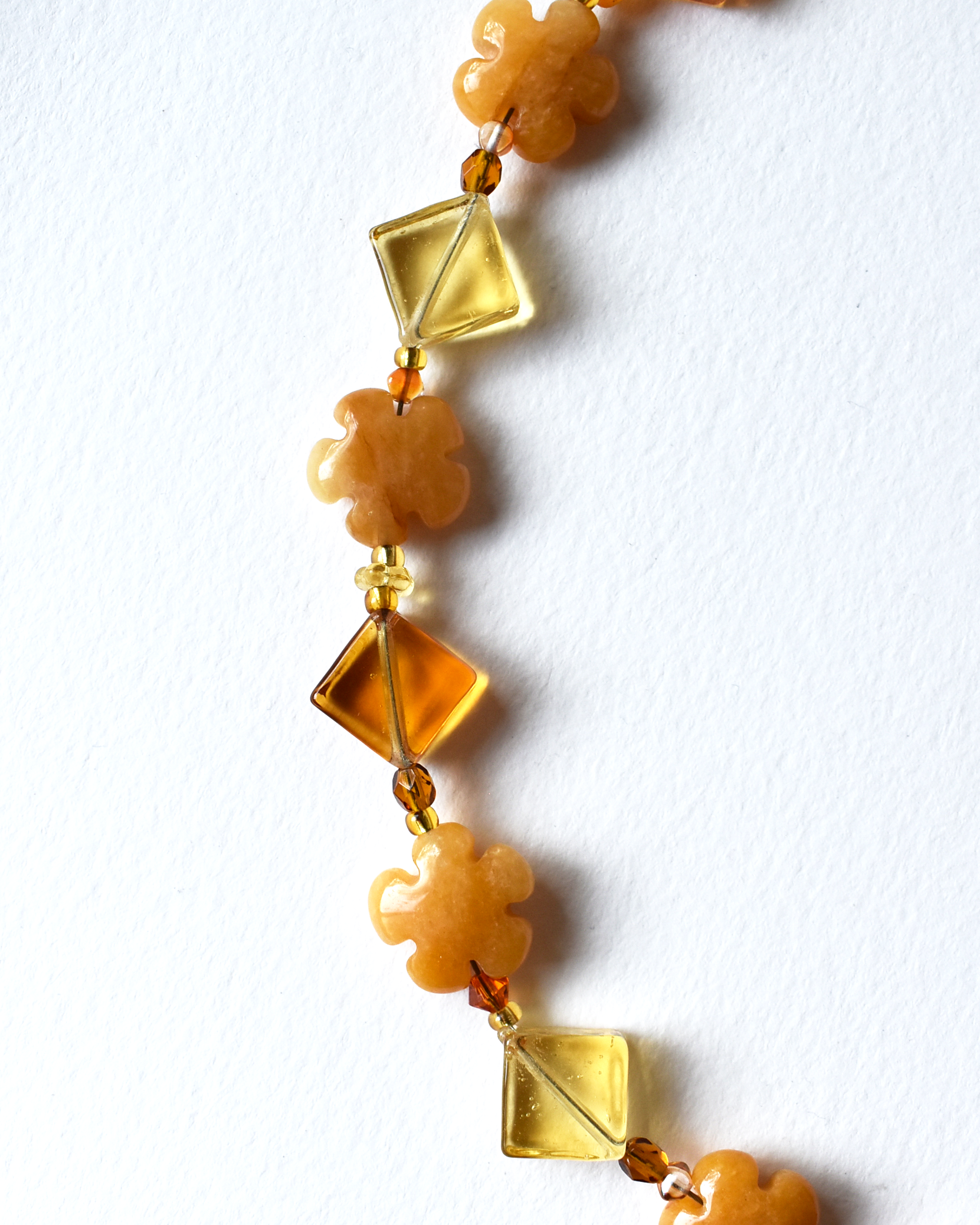 Venetian Glass & Topaz Jade Flower Necklace