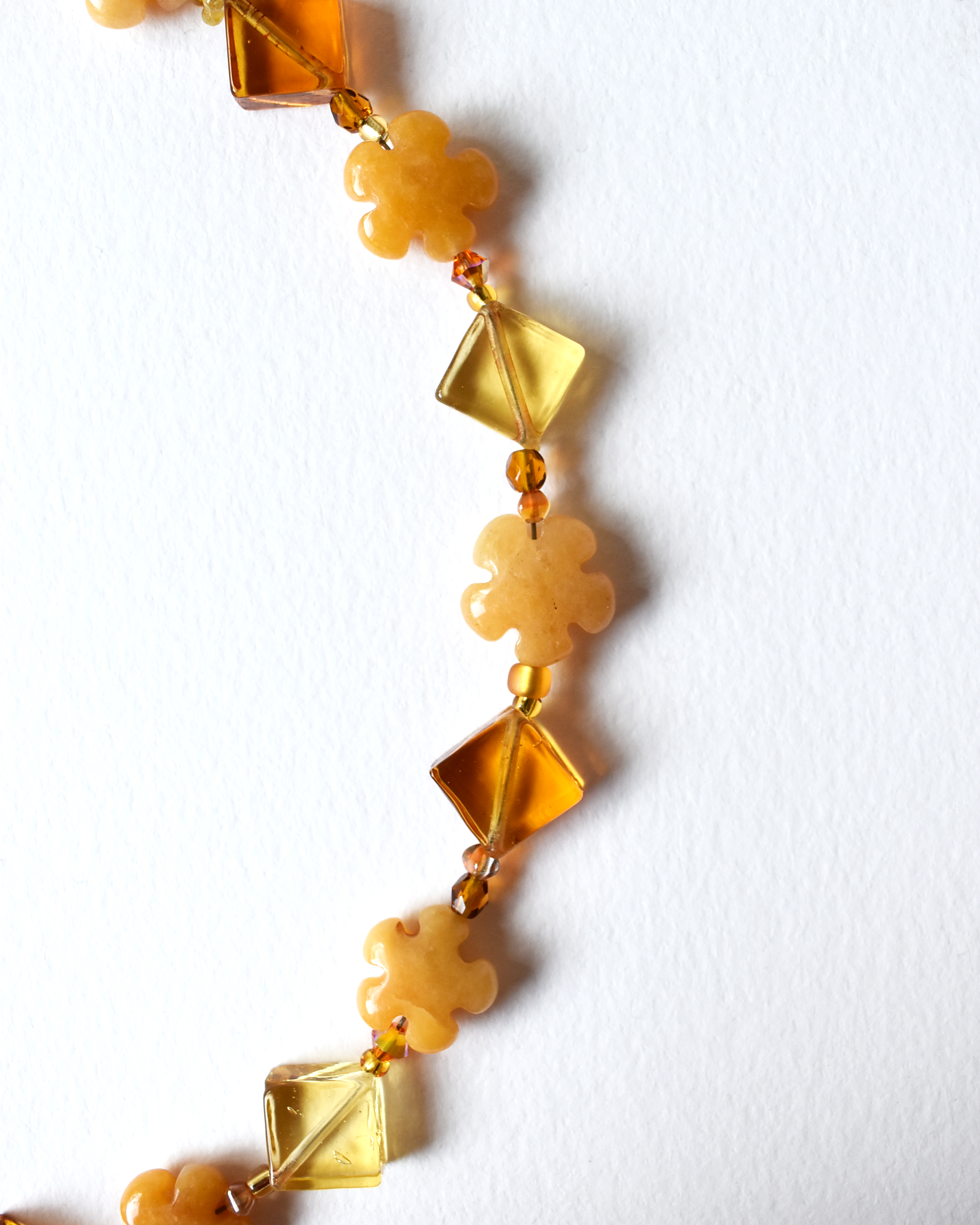 Venetian Glass & Topaz Jade Flower Necklace