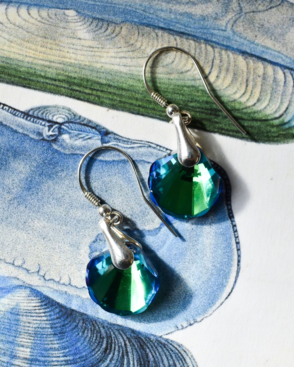 'Seashell Jewel' Crystal Drop Earrings