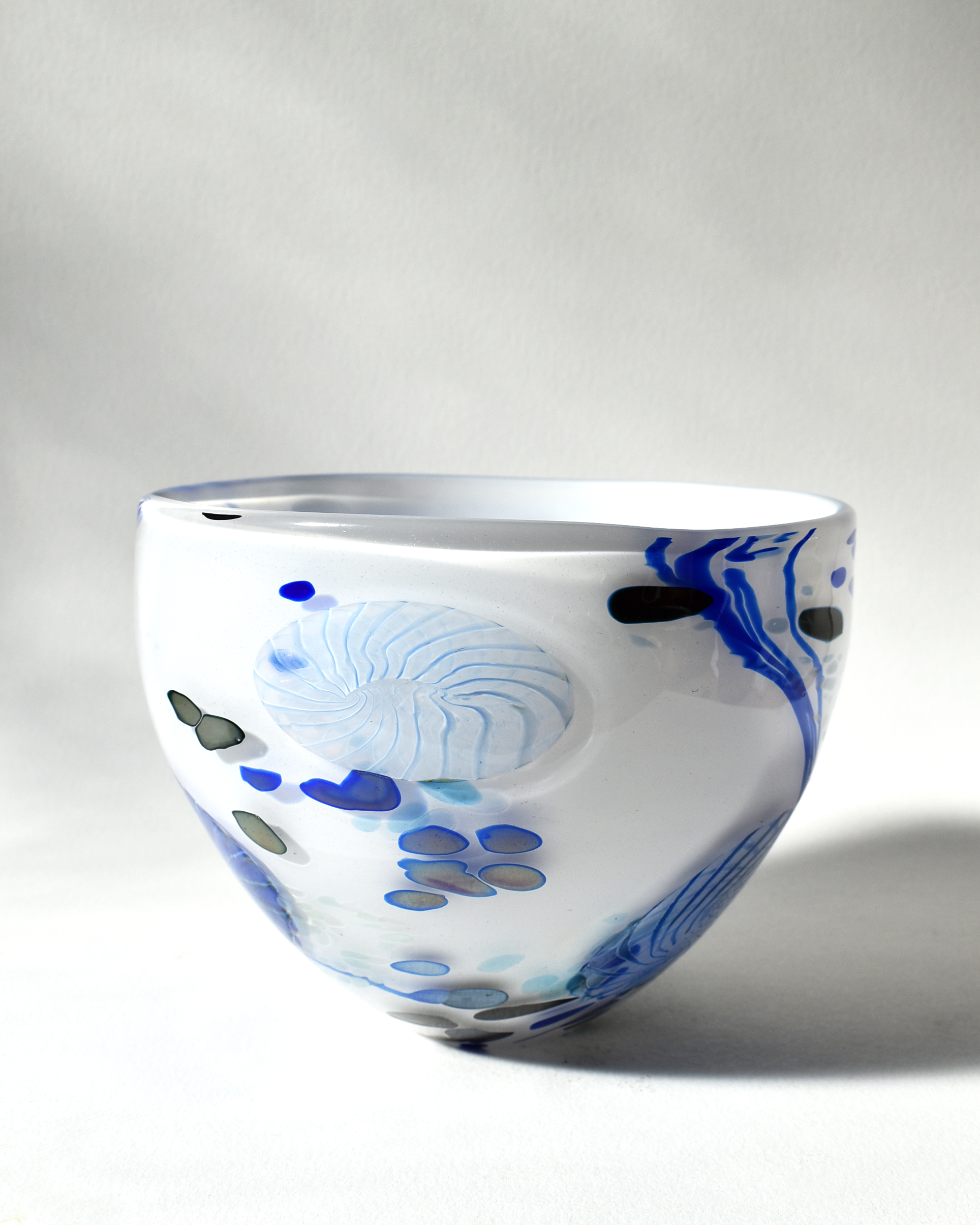 Blue & White 'Flotsam' Blown Bowl
