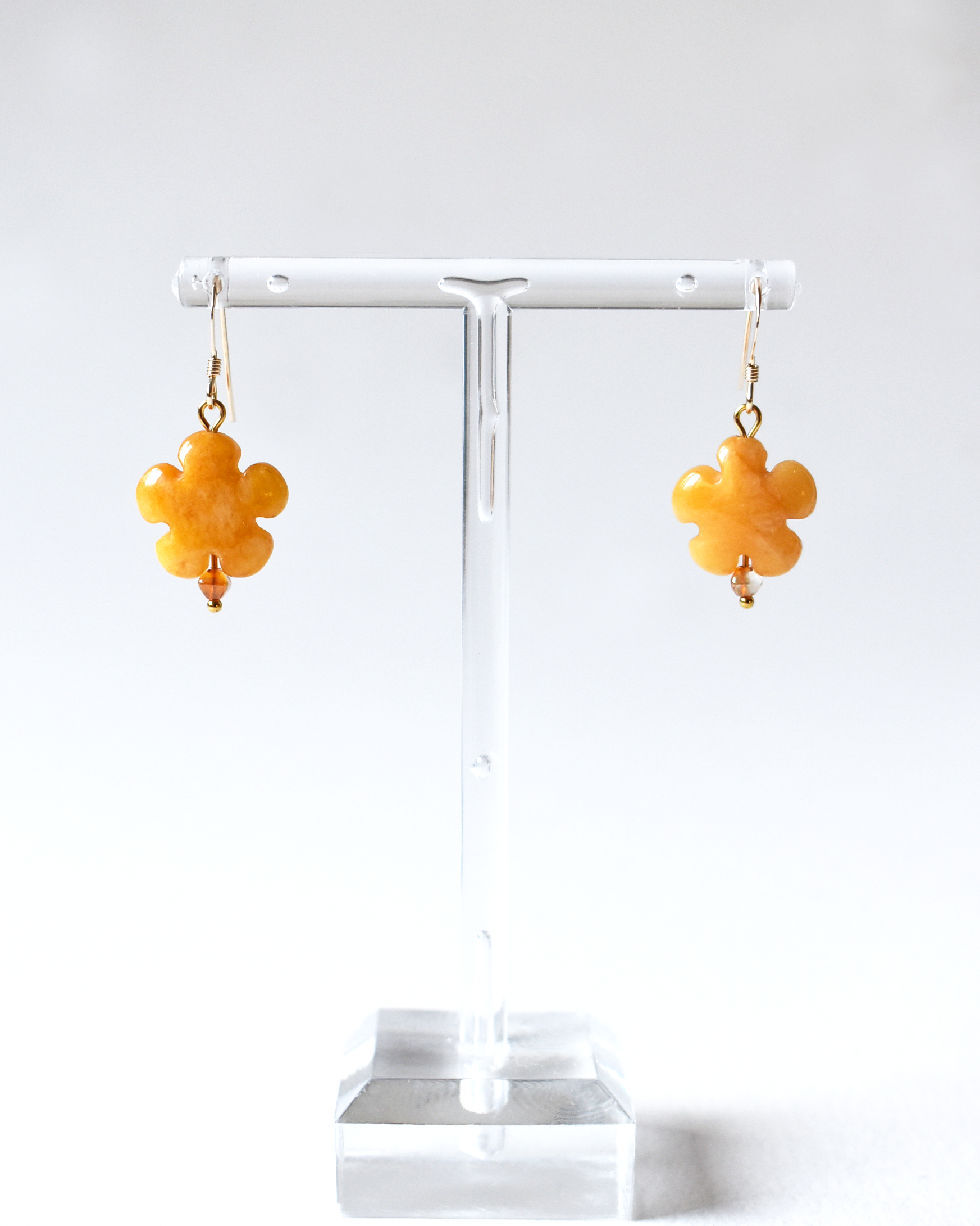 Topaz Jade Carved Flower Earrings