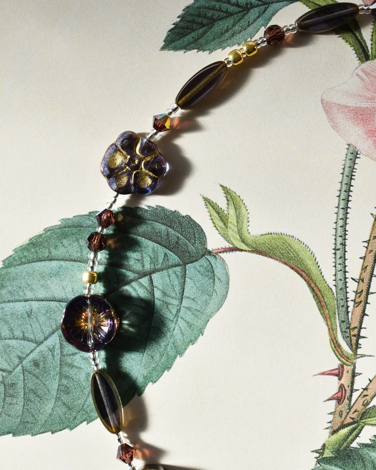 'Burgundy Bloom' Bead Necklace