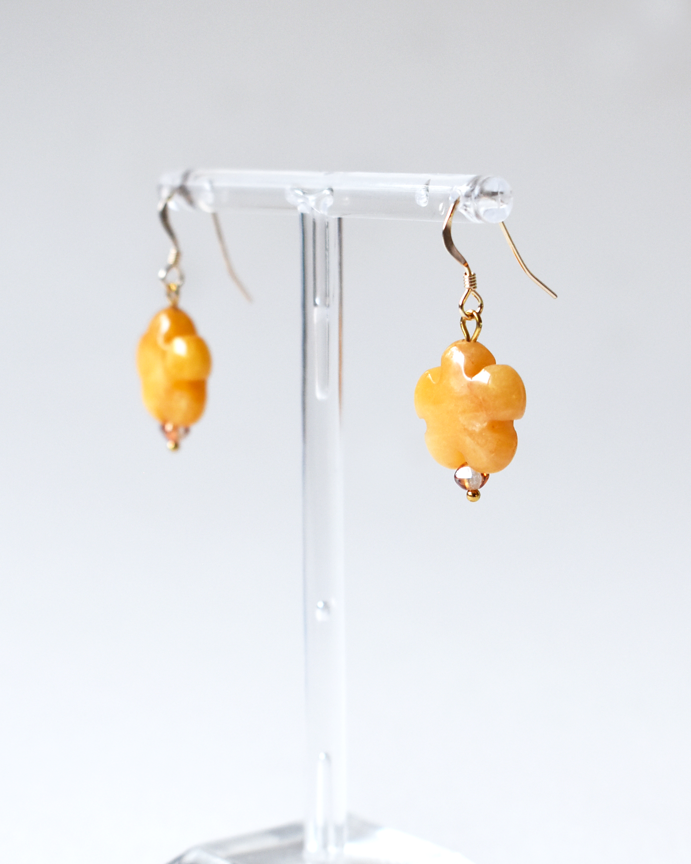 Topaz Jade Carved Flower Earrings