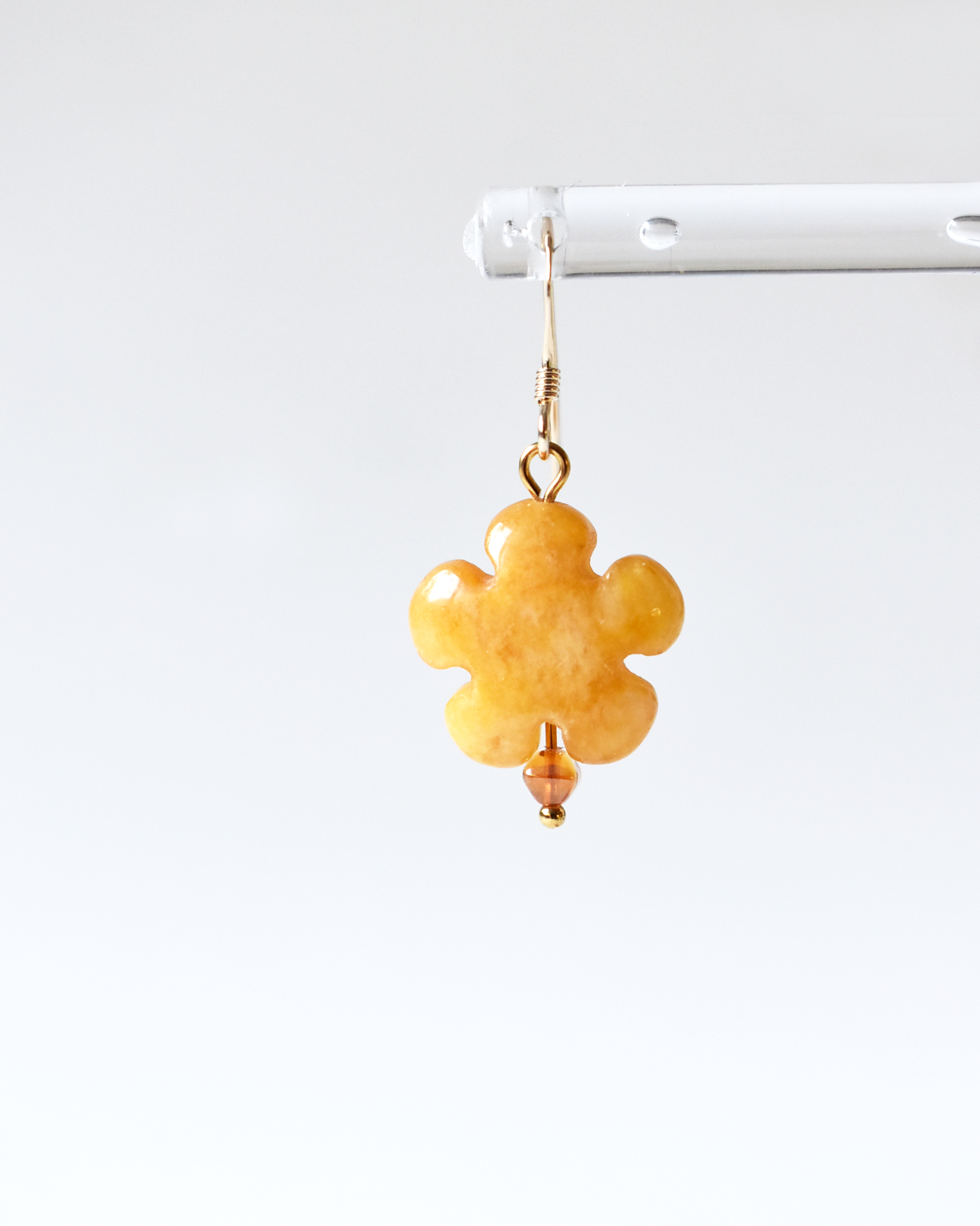 Topaz Jade Carved Flower Earrings