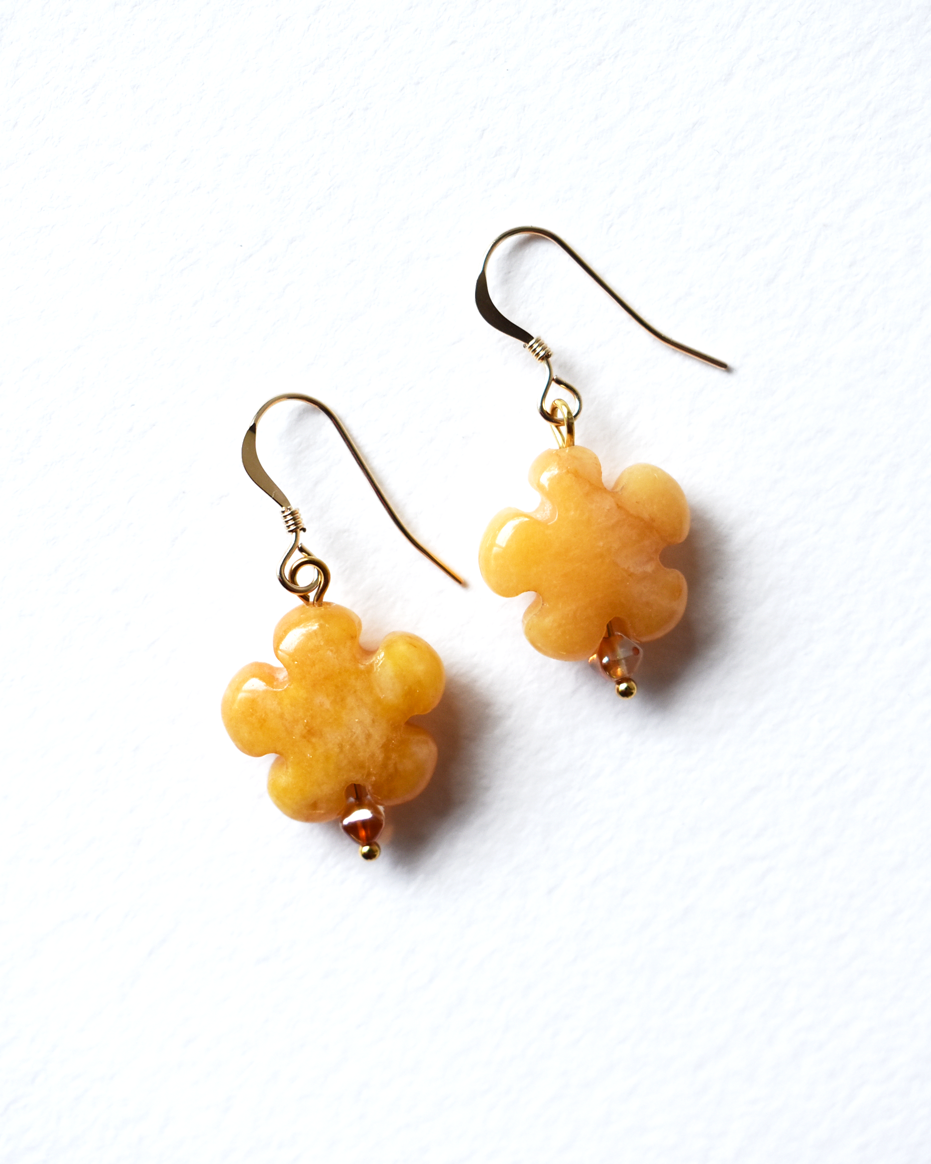 Topaz Jade Carved Flower Earrings