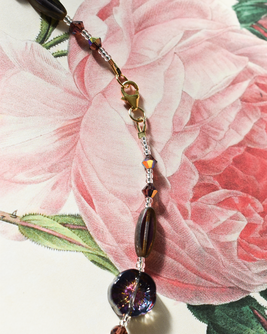 'Burgundy Bloom' Bead Necklace