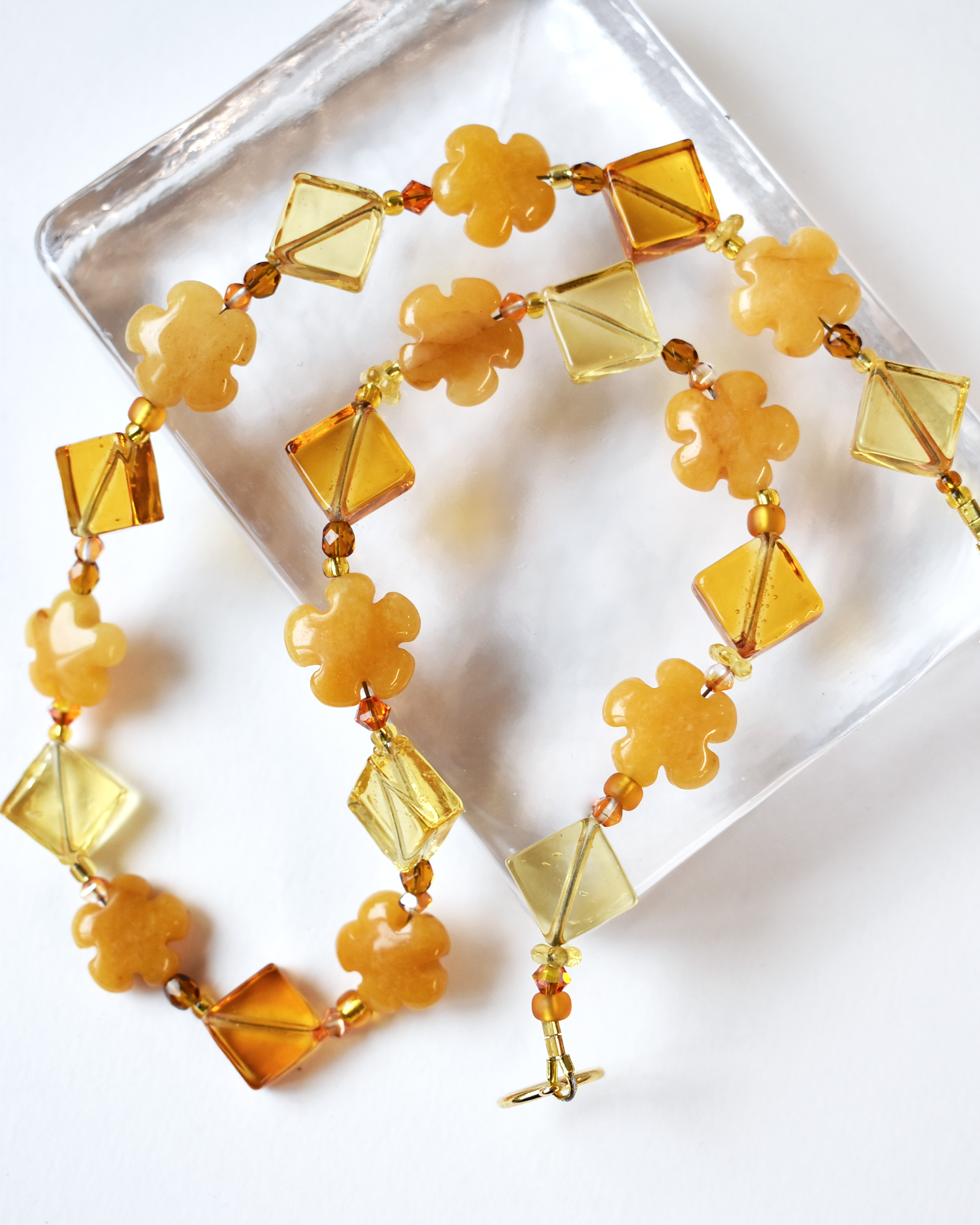 Venetian Glass & Topaz Jade Flower Necklace