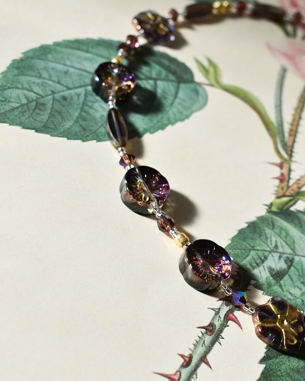 'Burgundy Bloom' Bead Necklace