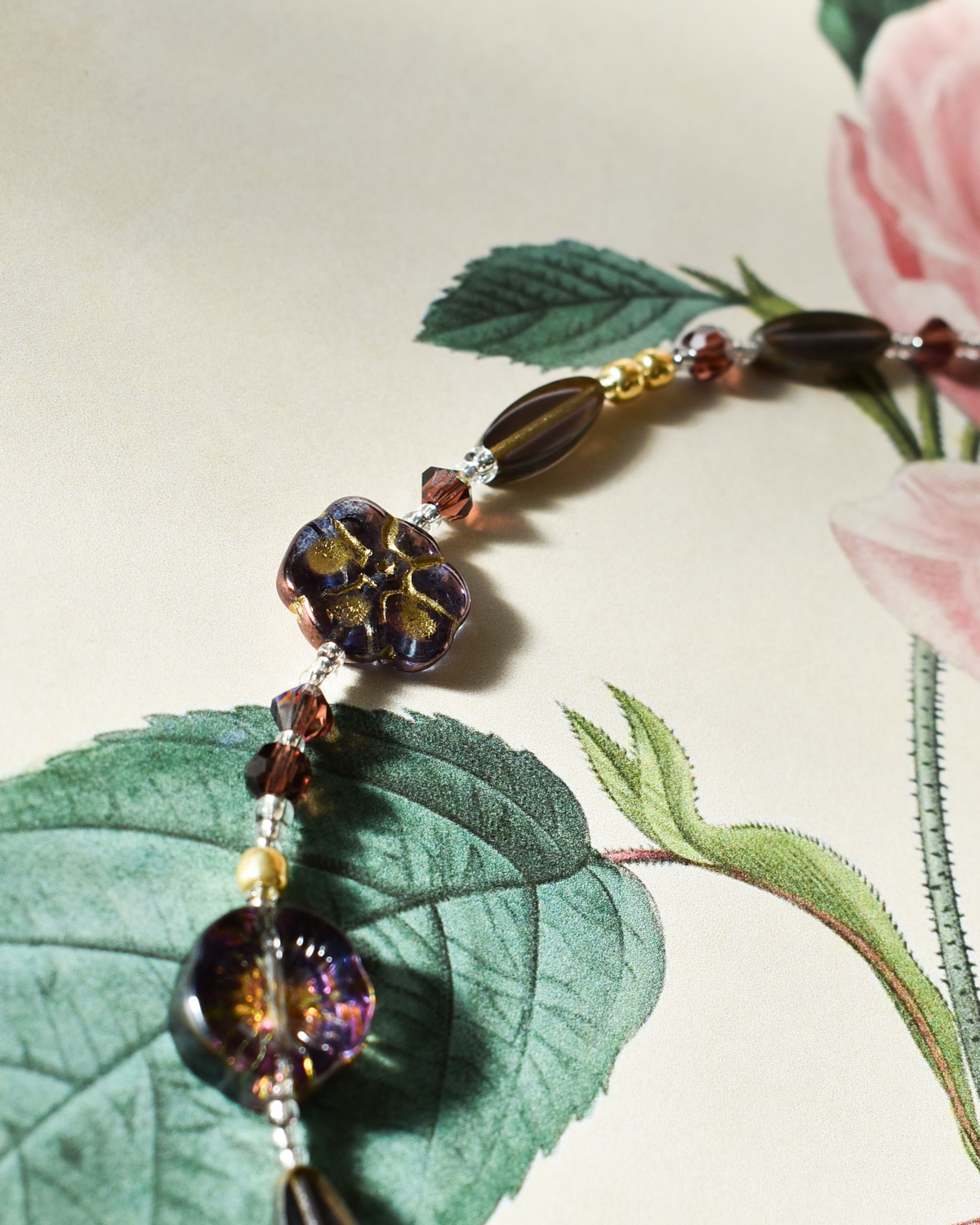 'Burgundy Bloom' Bead Necklace