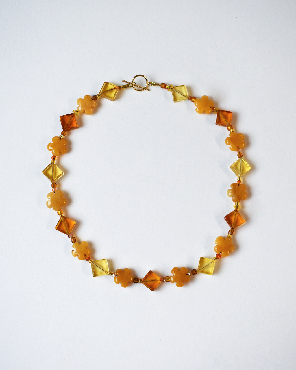 Venetian Glass & Topaz Jade Flower Necklace