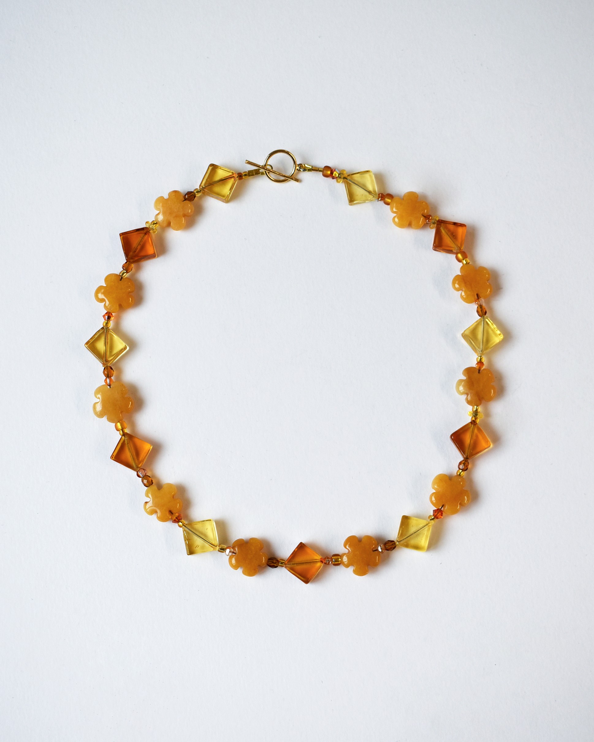 Venetian Glass & Topaz Jade Flower Necklace