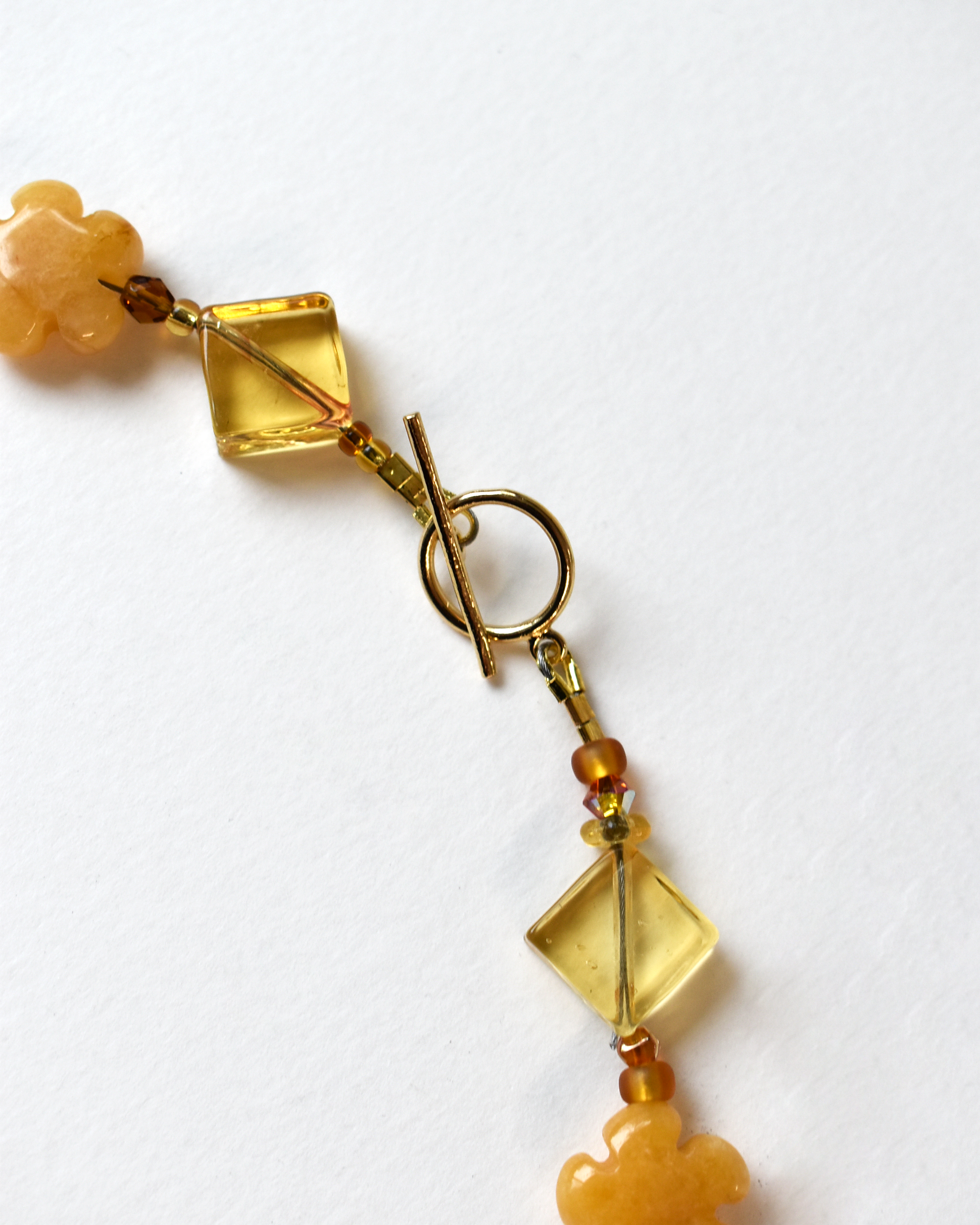 Venetian Glass & Topaz Jade Flower Necklace