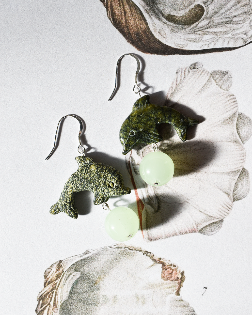 'Serpentine Dolphin' Gemstone Earrings