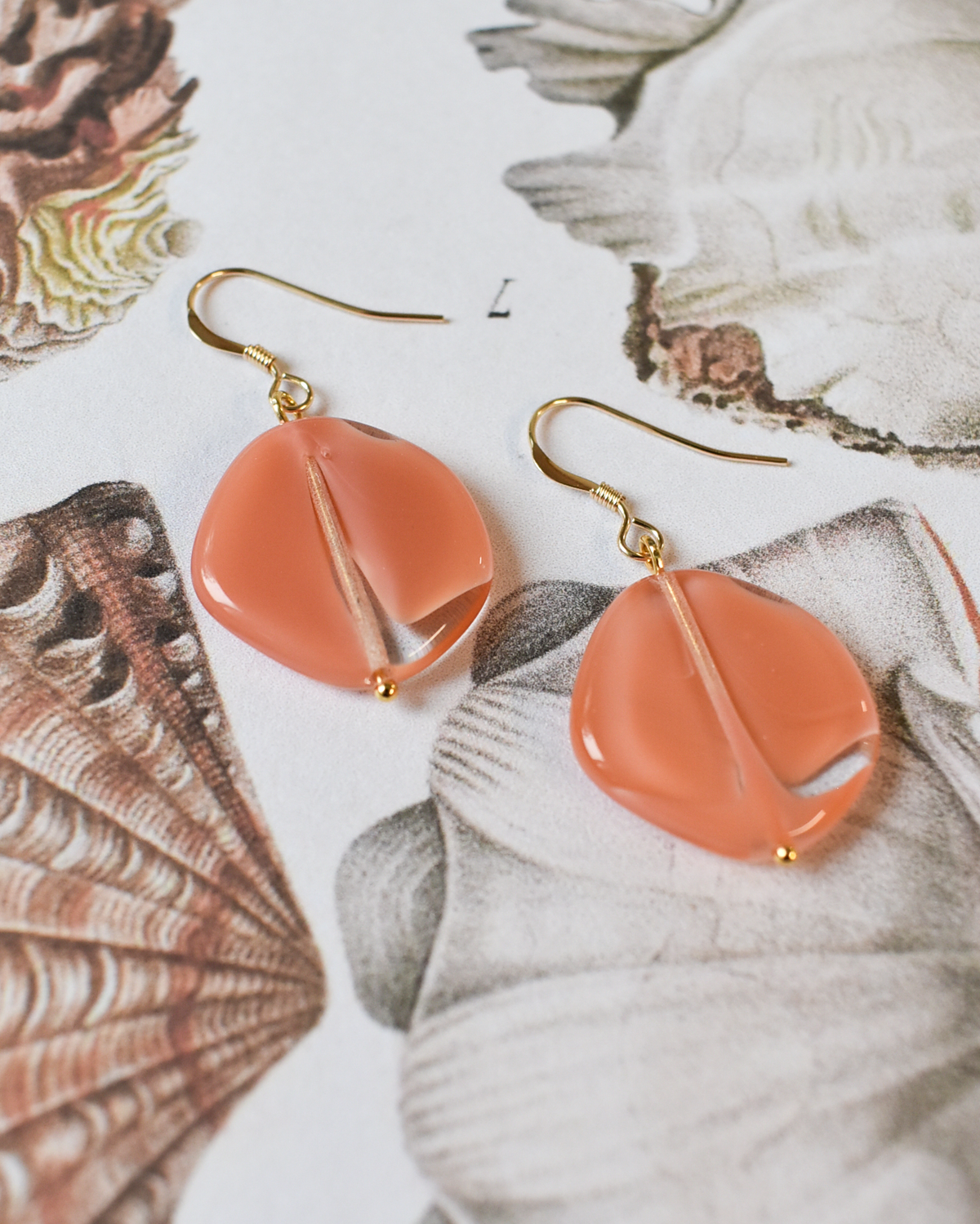 'Peachy Pink' Glass Bead Earrings