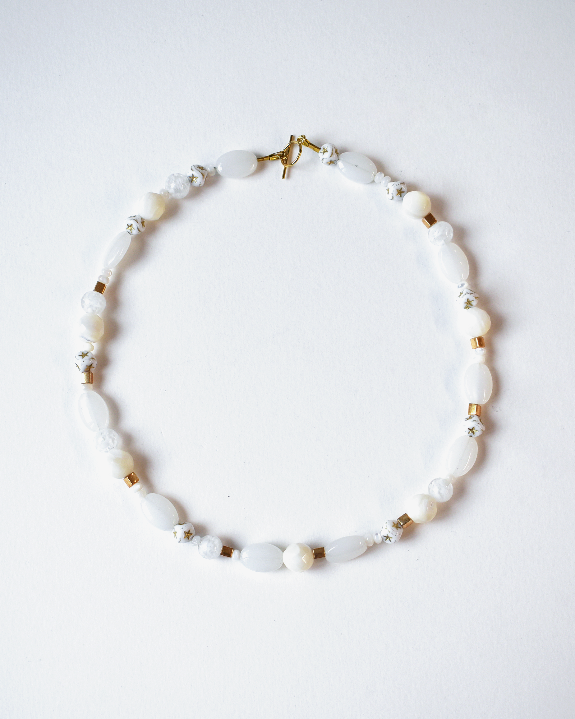Mother of Pearl Gold Bead Necklace