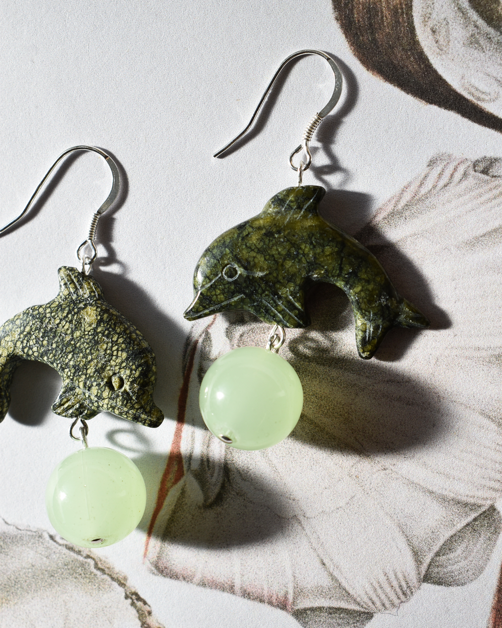 'Serpentine Dolphin' Gemstone Earrings