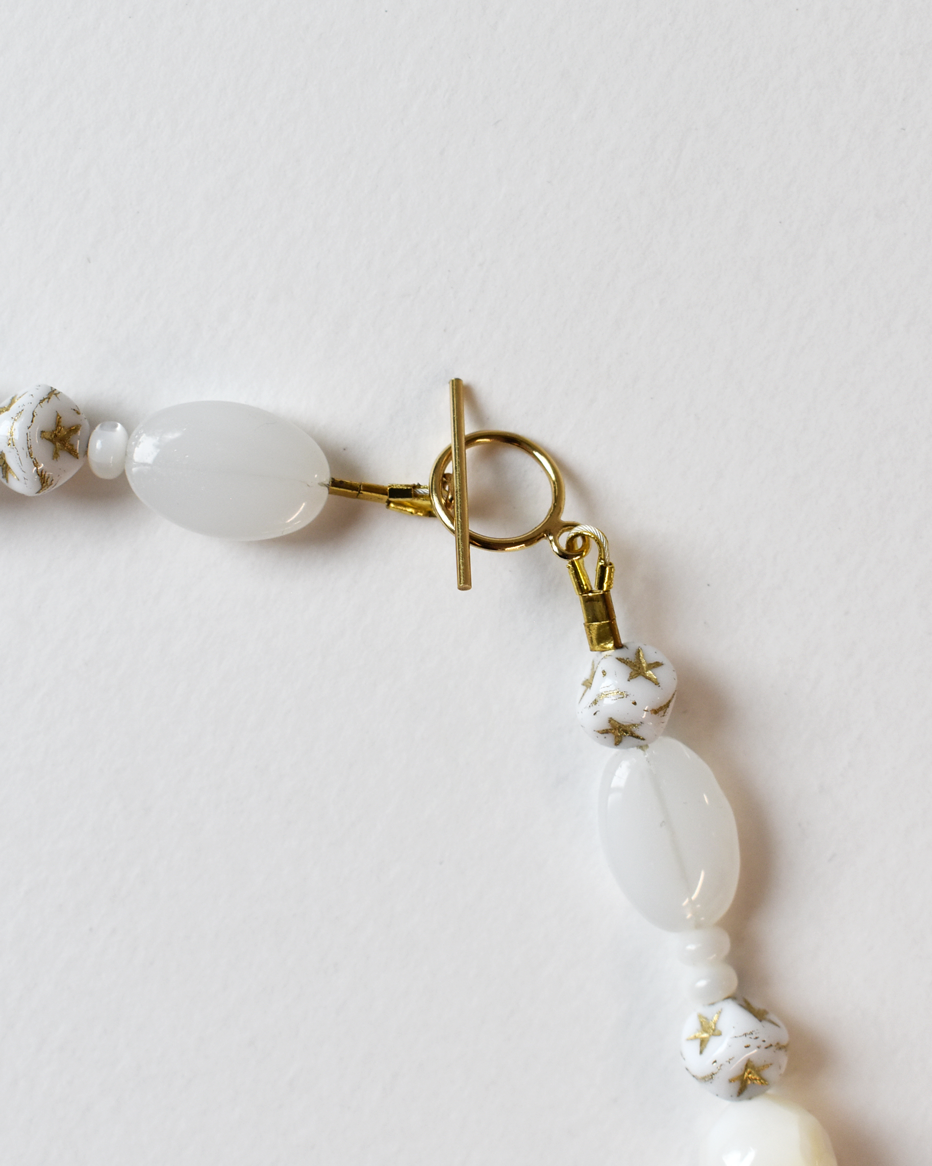 Mother of Pearl Gold Bead Necklace