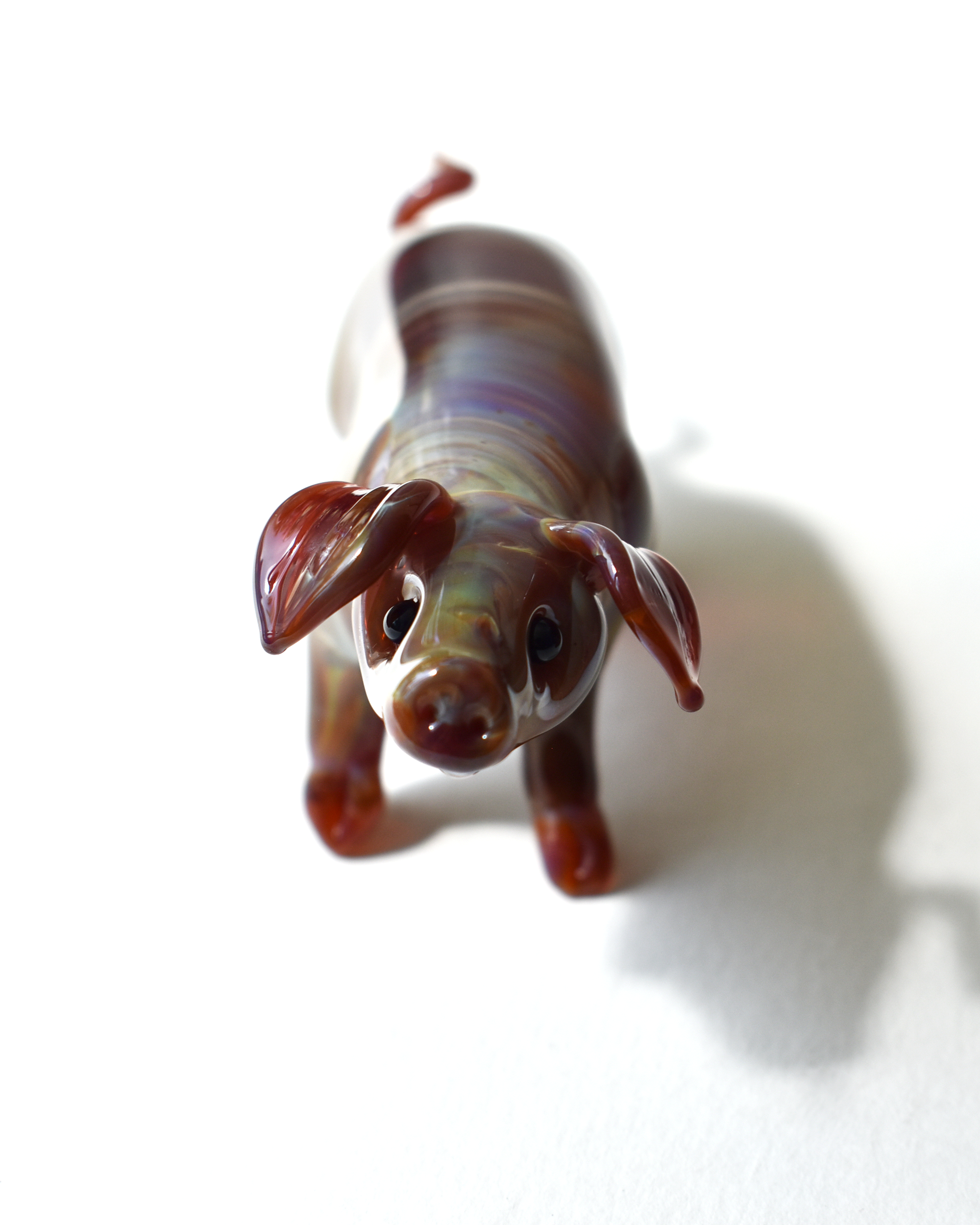 'Brown Opal Pig' Glass Sculpture