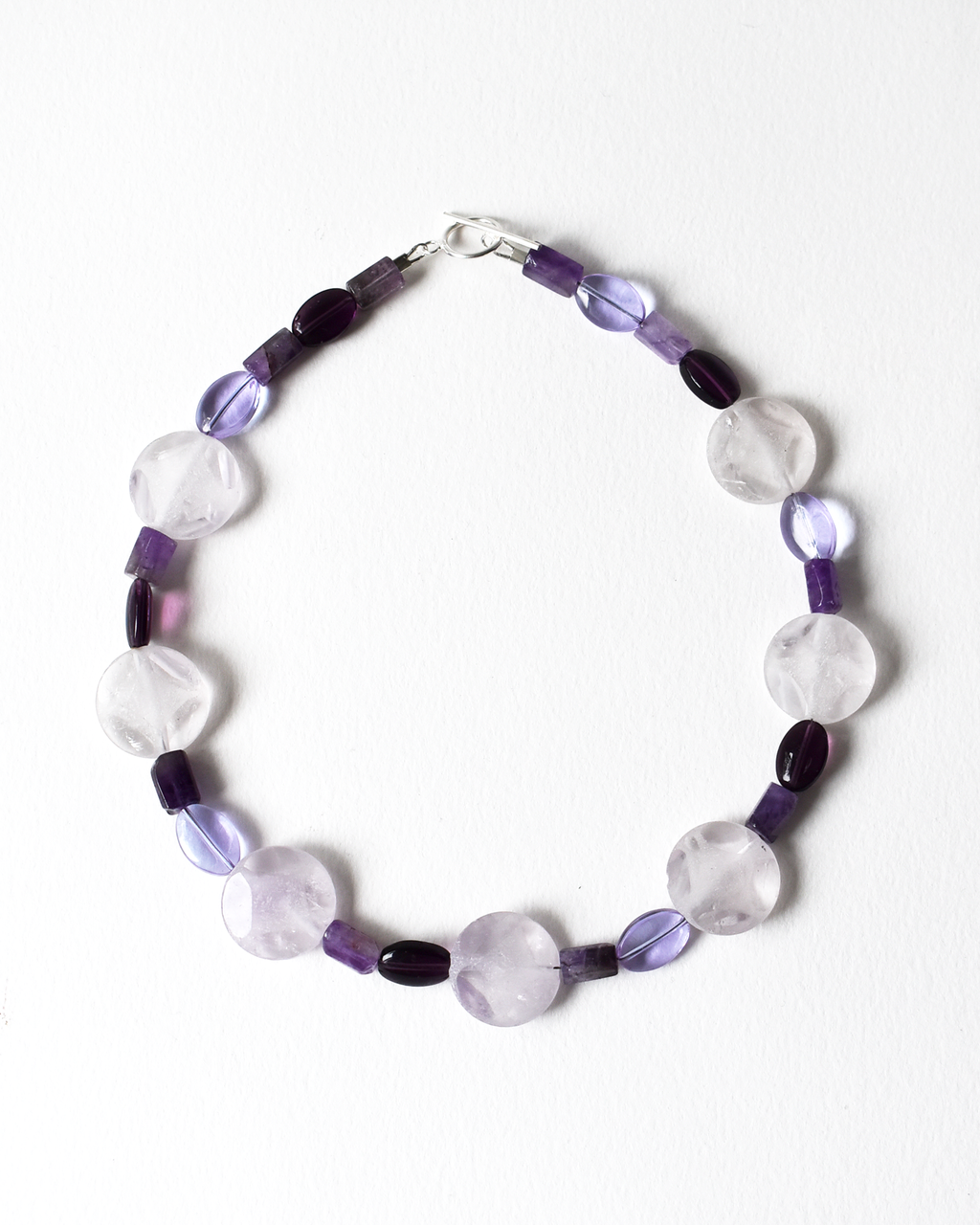 Carved Amethyst Crystal Bead Necklace
