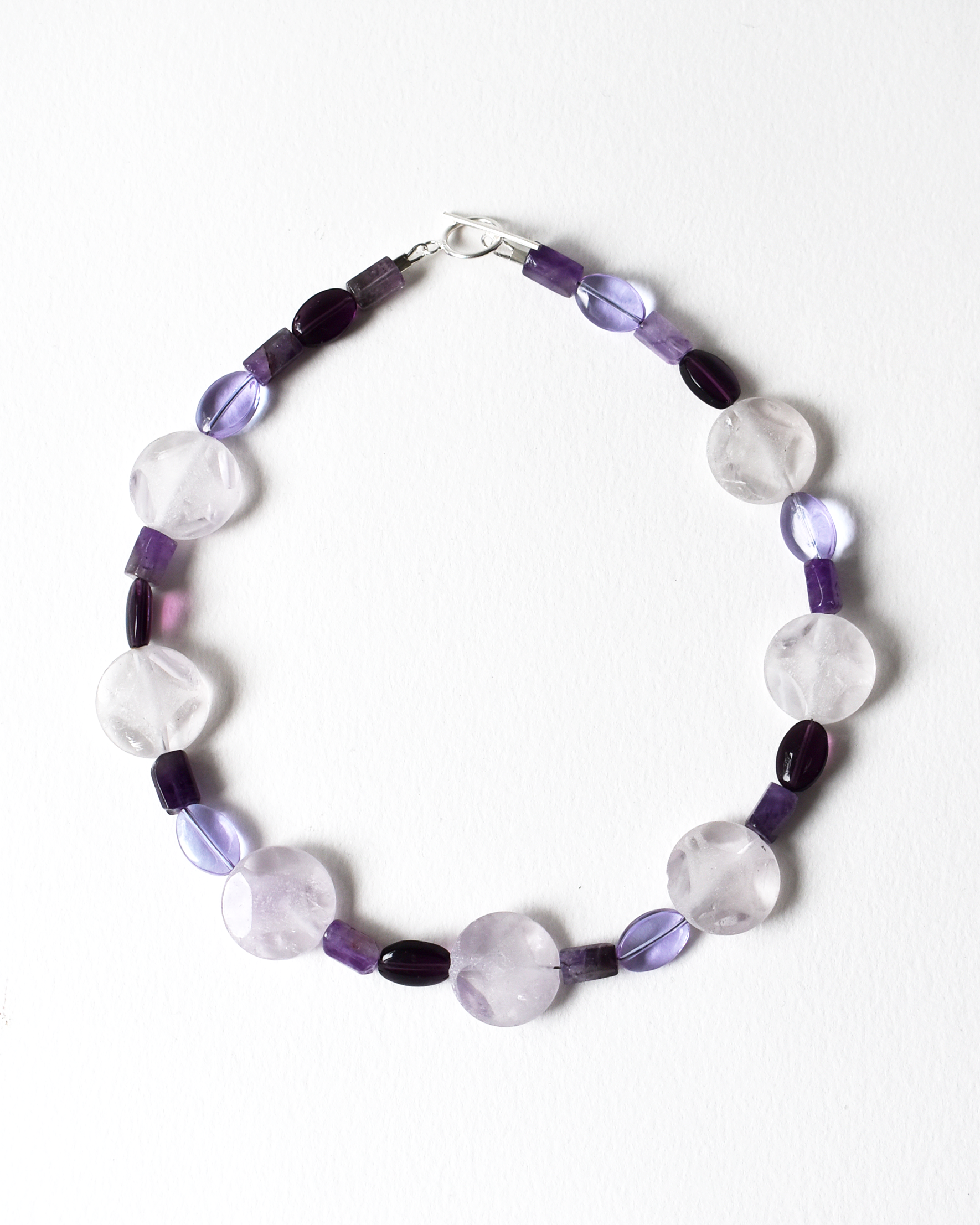 Carved Amethyst Crystal Bead Necklace