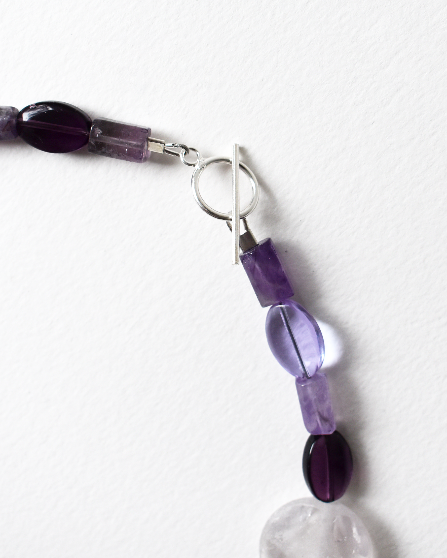 Carved Amethyst Crystal Bead Necklace
