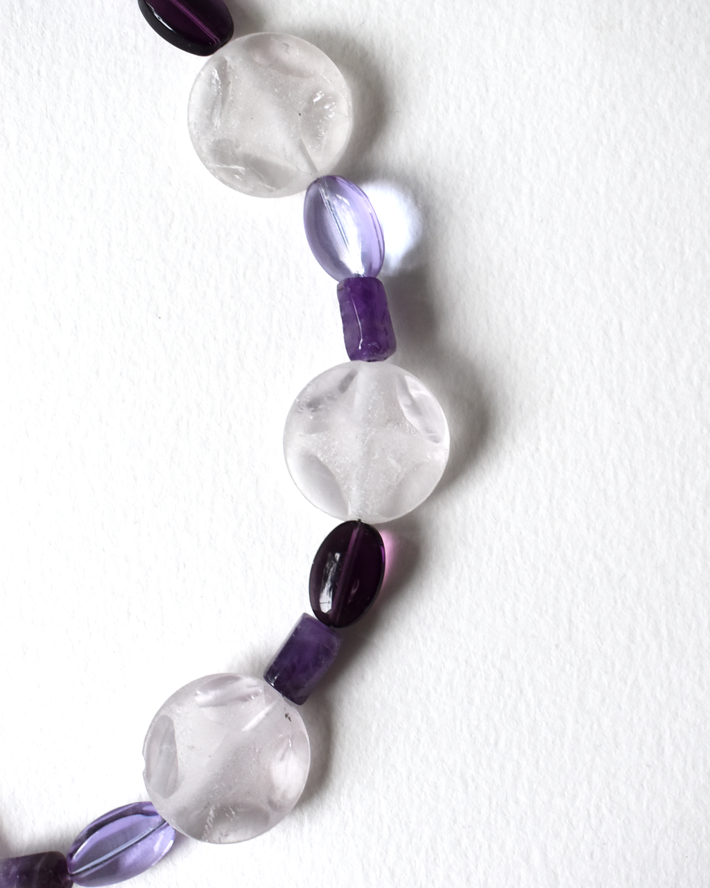 Carved Amethyst Crystal Bead Necklace