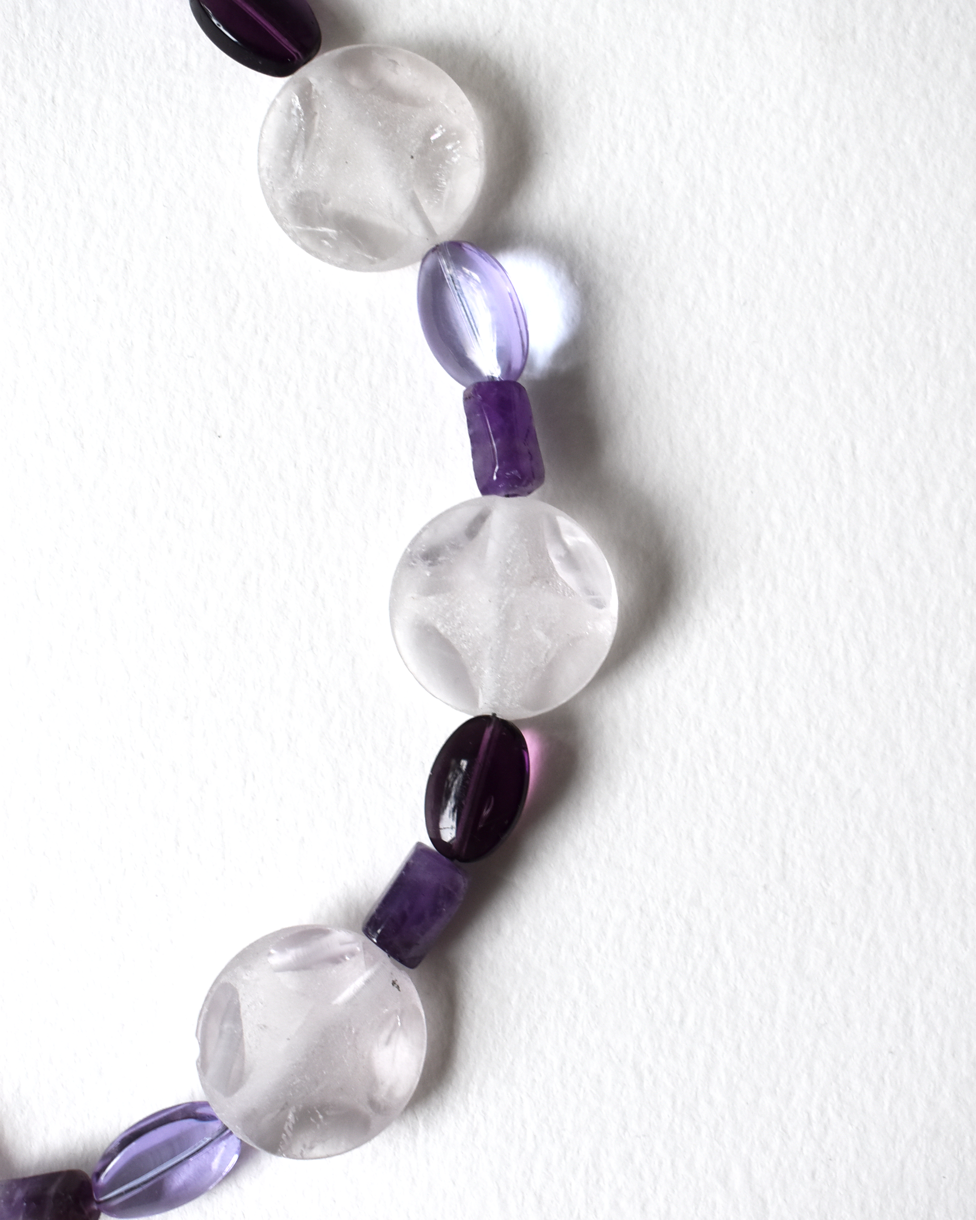 Carved Amethyst Crystal Bead Necklace
