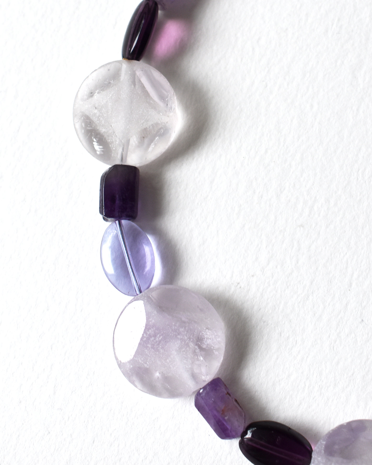 Carved Amethyst Crystal Bead Necklace