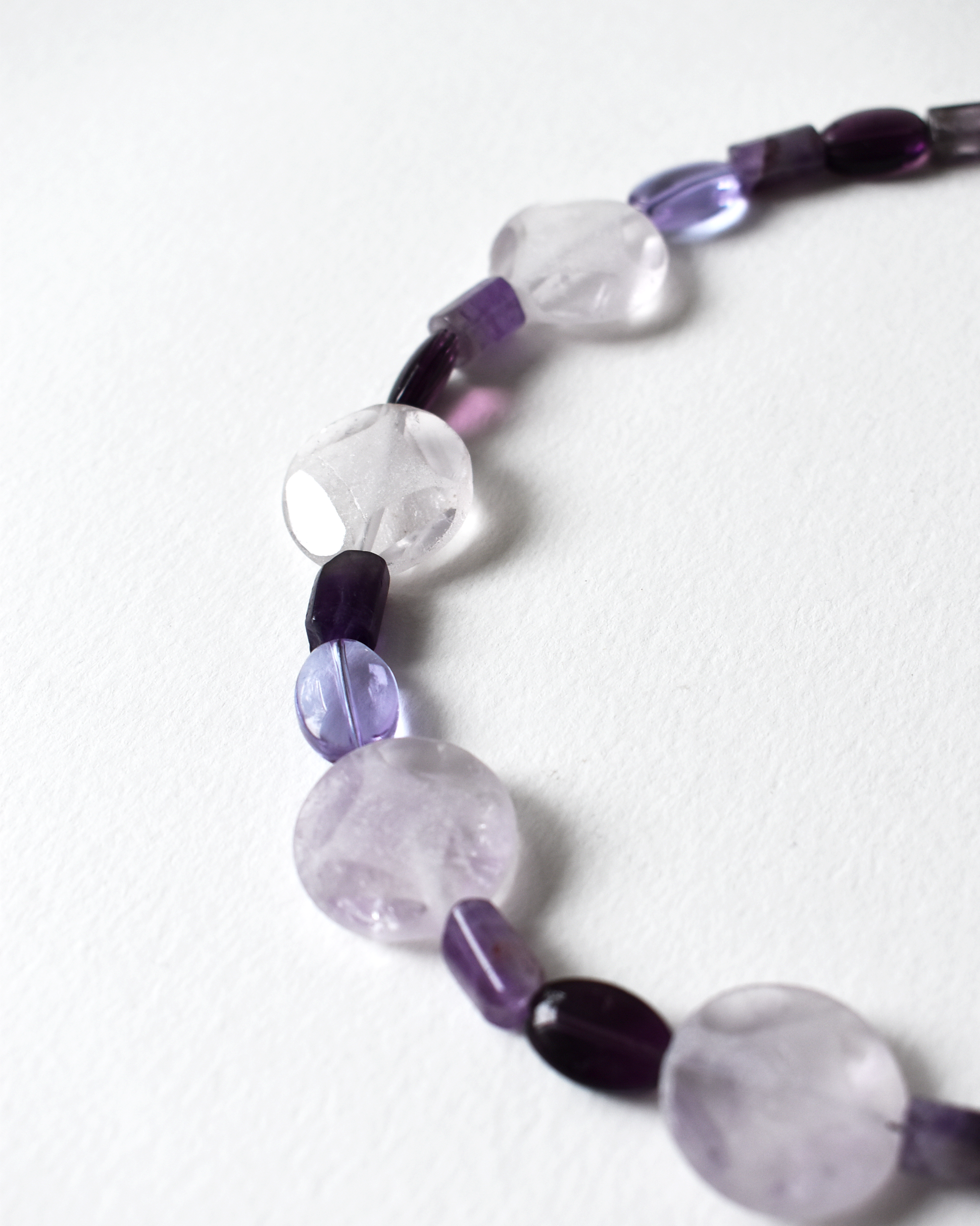 Carved Amethyst Crystal Bead Necklace