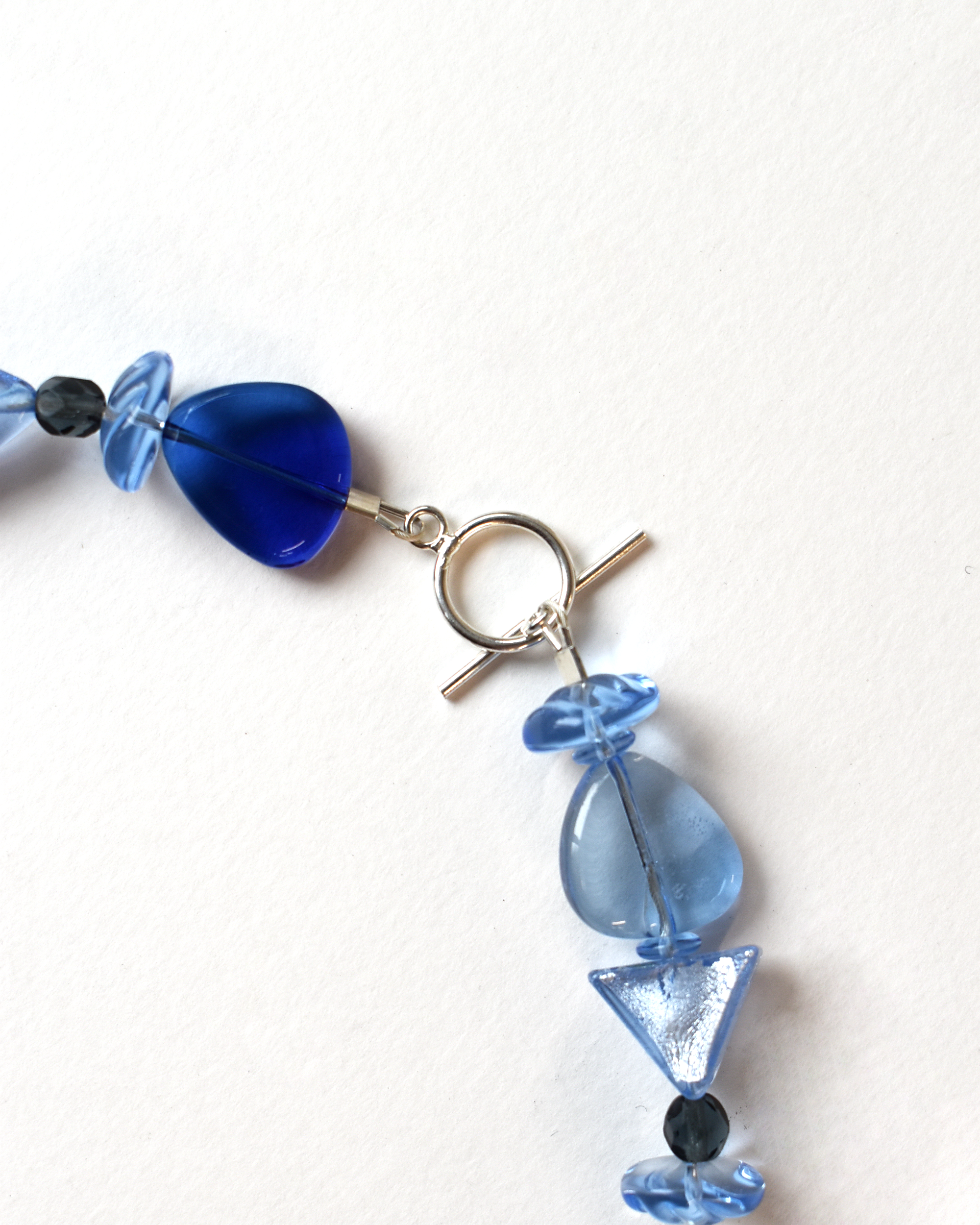 Blue Venetian Beaded Trumpet Flower Necklace