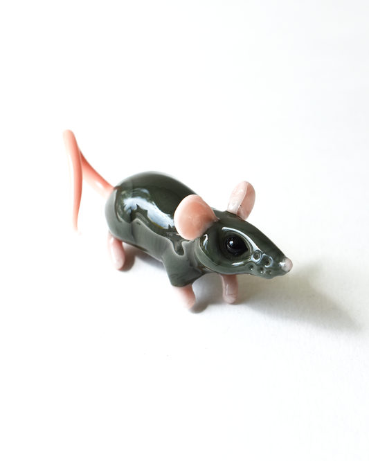 'Grey Mouse' Glass Sculpture