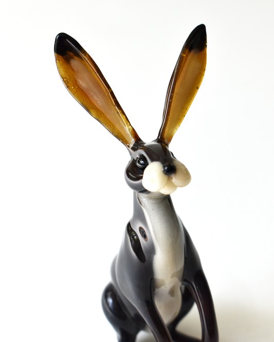 'Sitting Hare' Lampwork Glass Sculpture