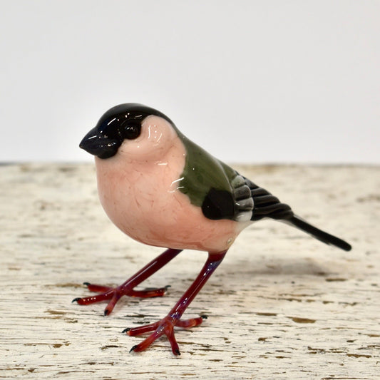 "Bull Finch" Glass Bird Sculpture