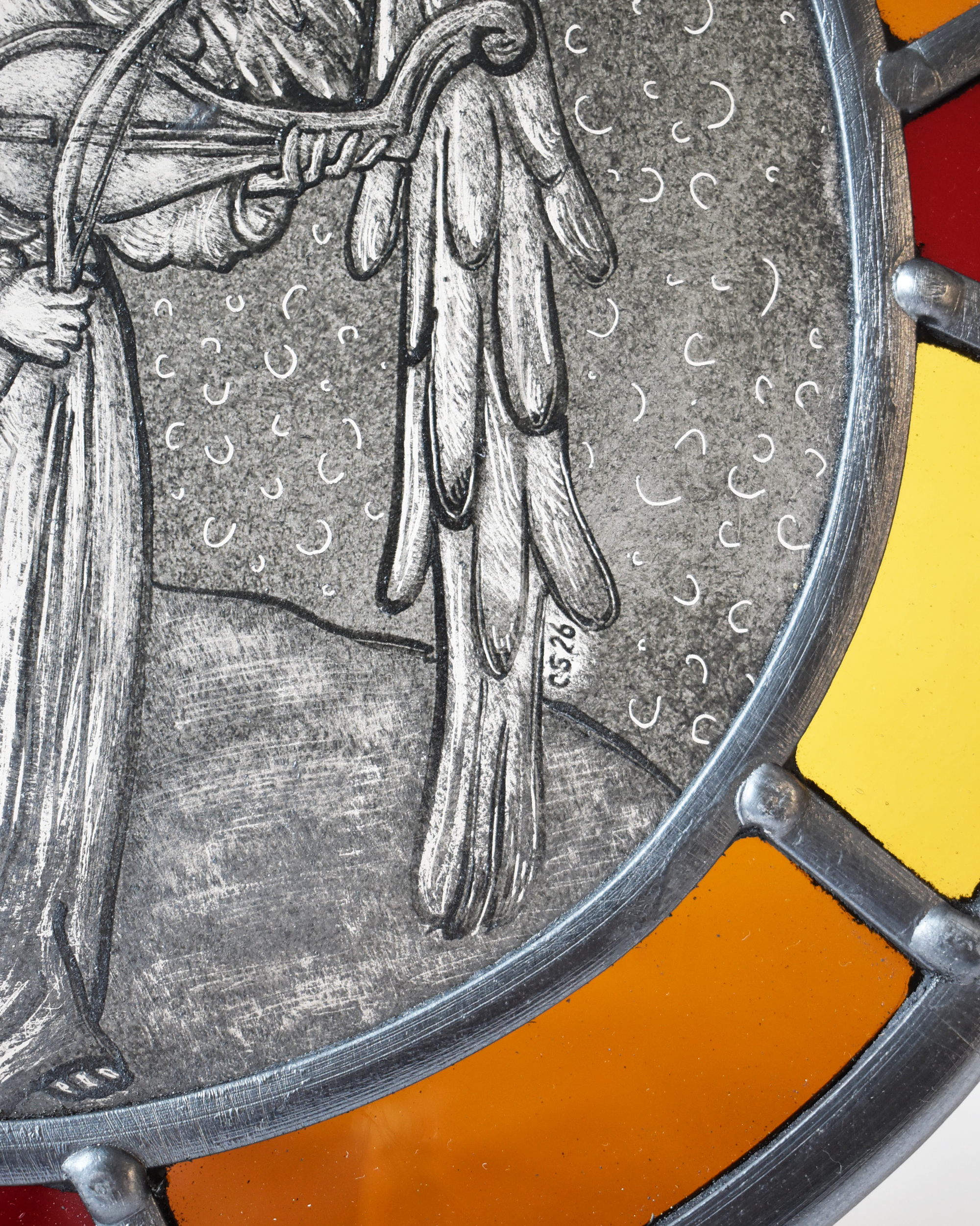 'Medieval Angel Playing Lute' - Stained Glass Hanging Panel