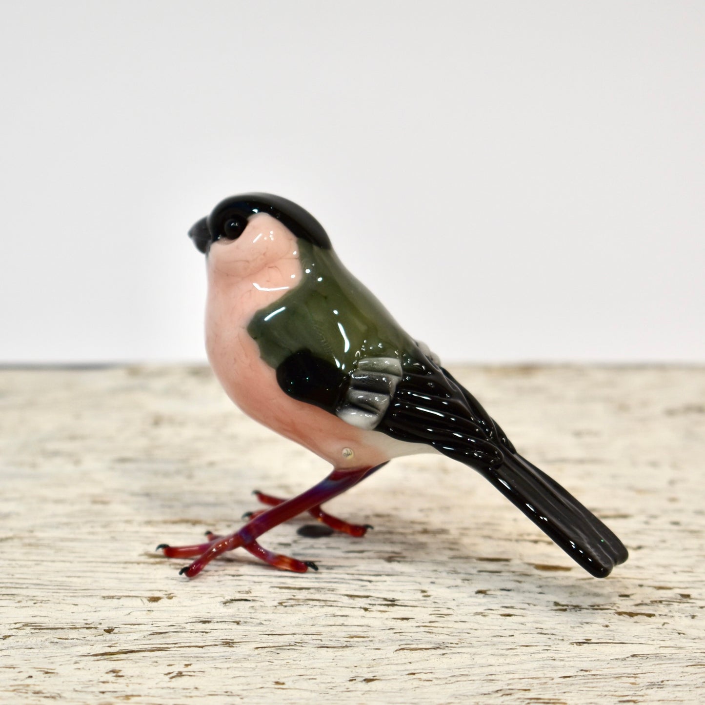 "Bull Finch" Glass Bird Sculpture