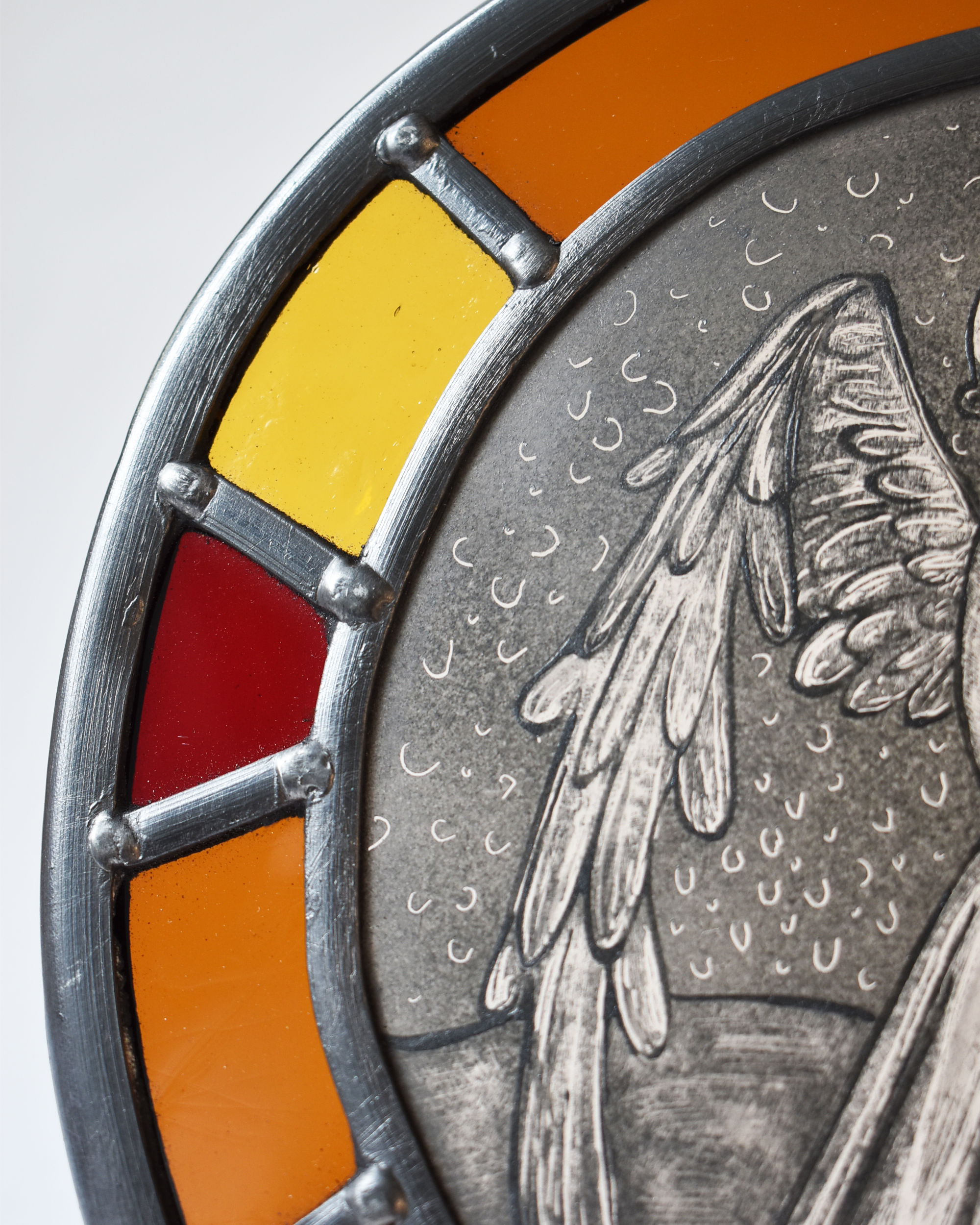 'Medieval Angel Playing Lute' - Stained Glass Hanging Panel