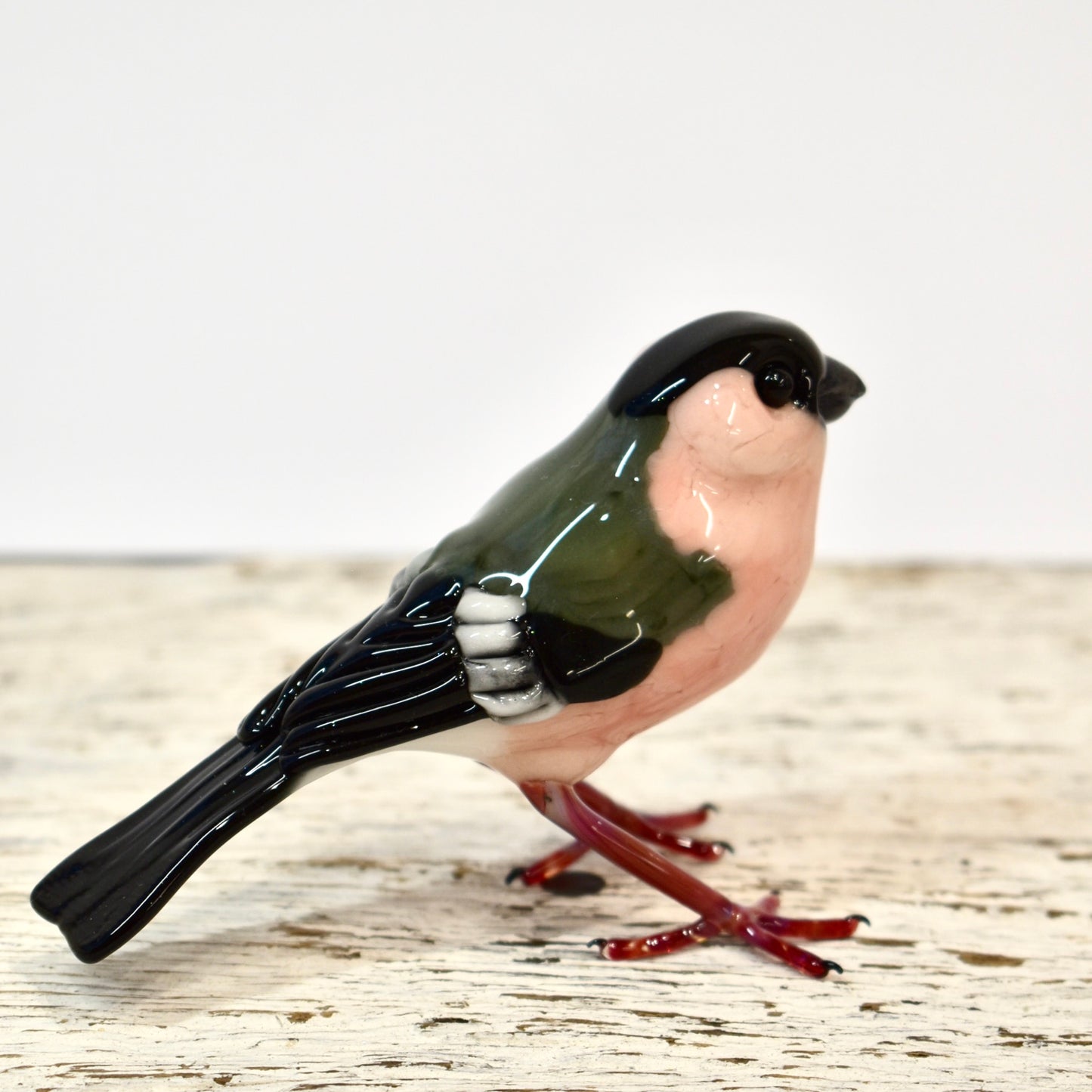 "Bull Finch" Glass Bird Sculpture