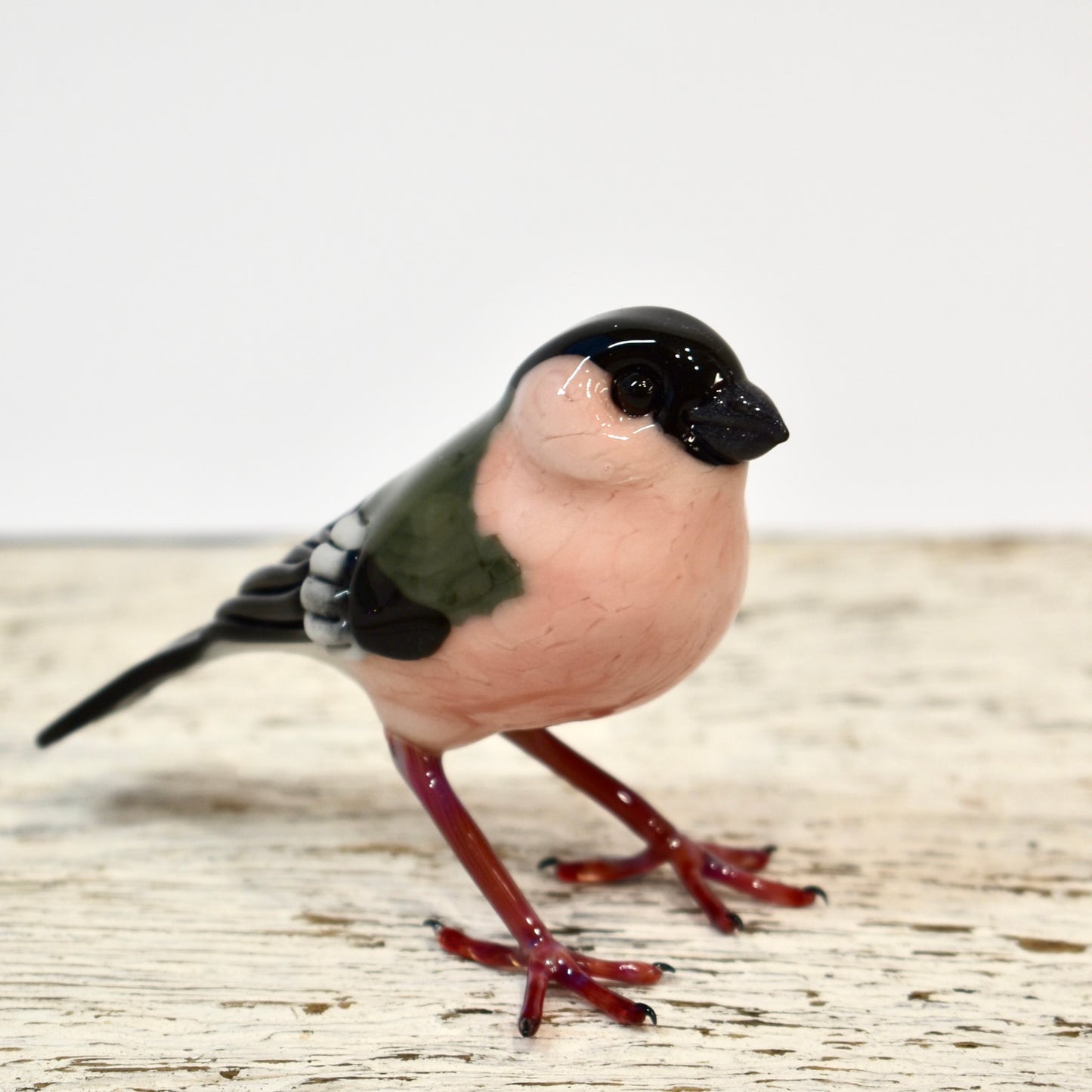 "Bull Finch" Glass Bird Sculpture