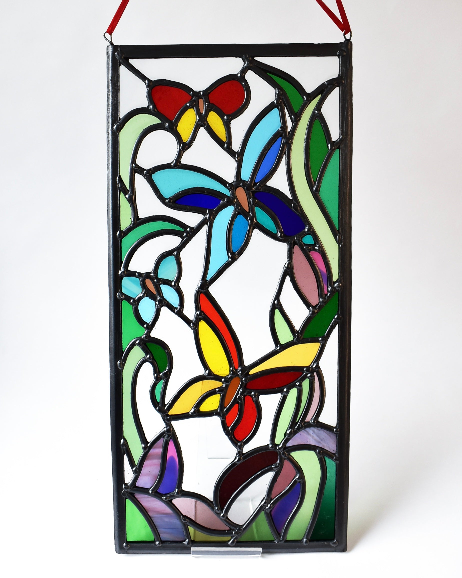 'Dance of the Butterflies' - Stained Glass Hanging Panel