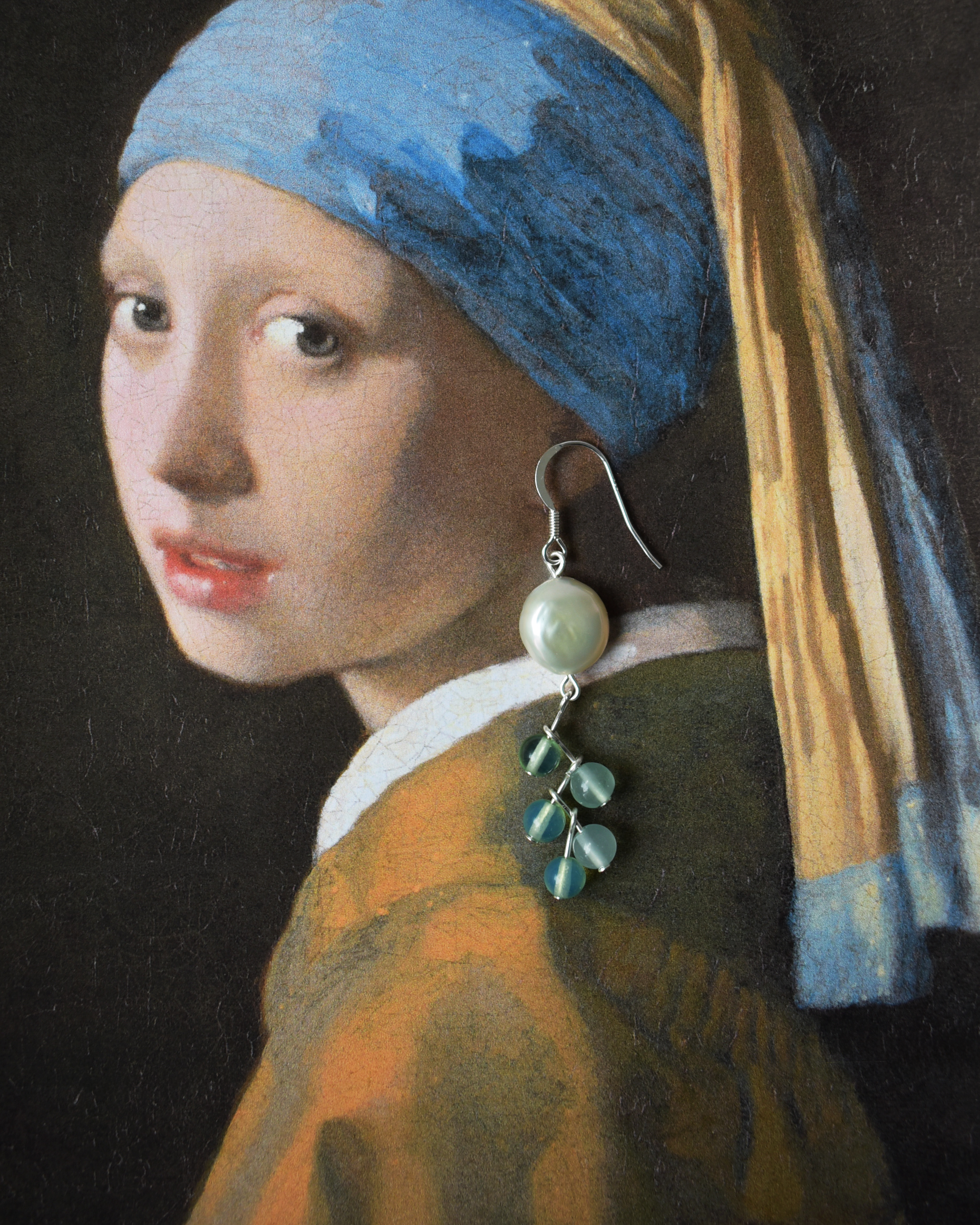 Elegant Green Pearl Drop Earrings